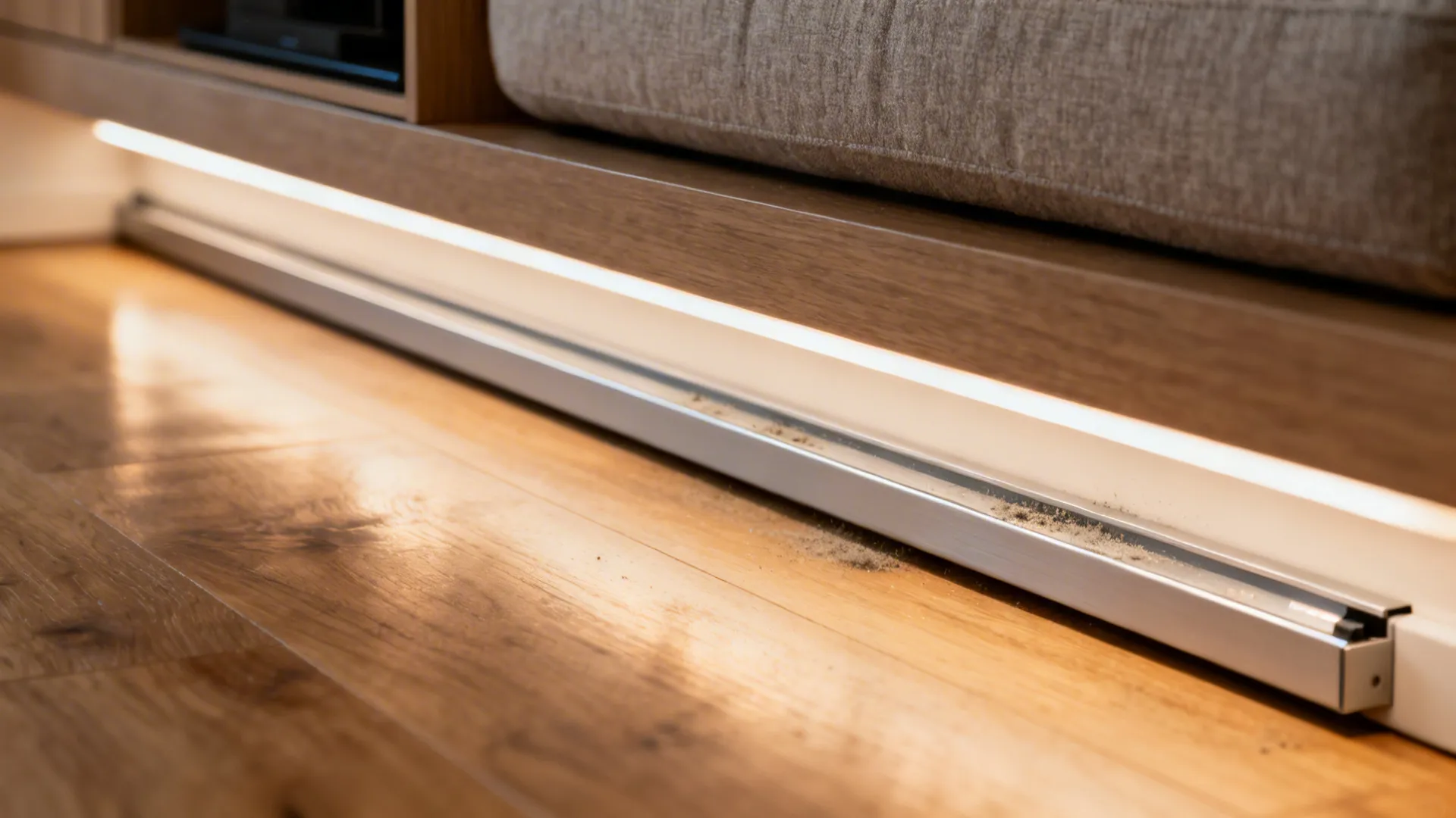 3. Under‑sofa or toe‑kick accent lighting for floating effects