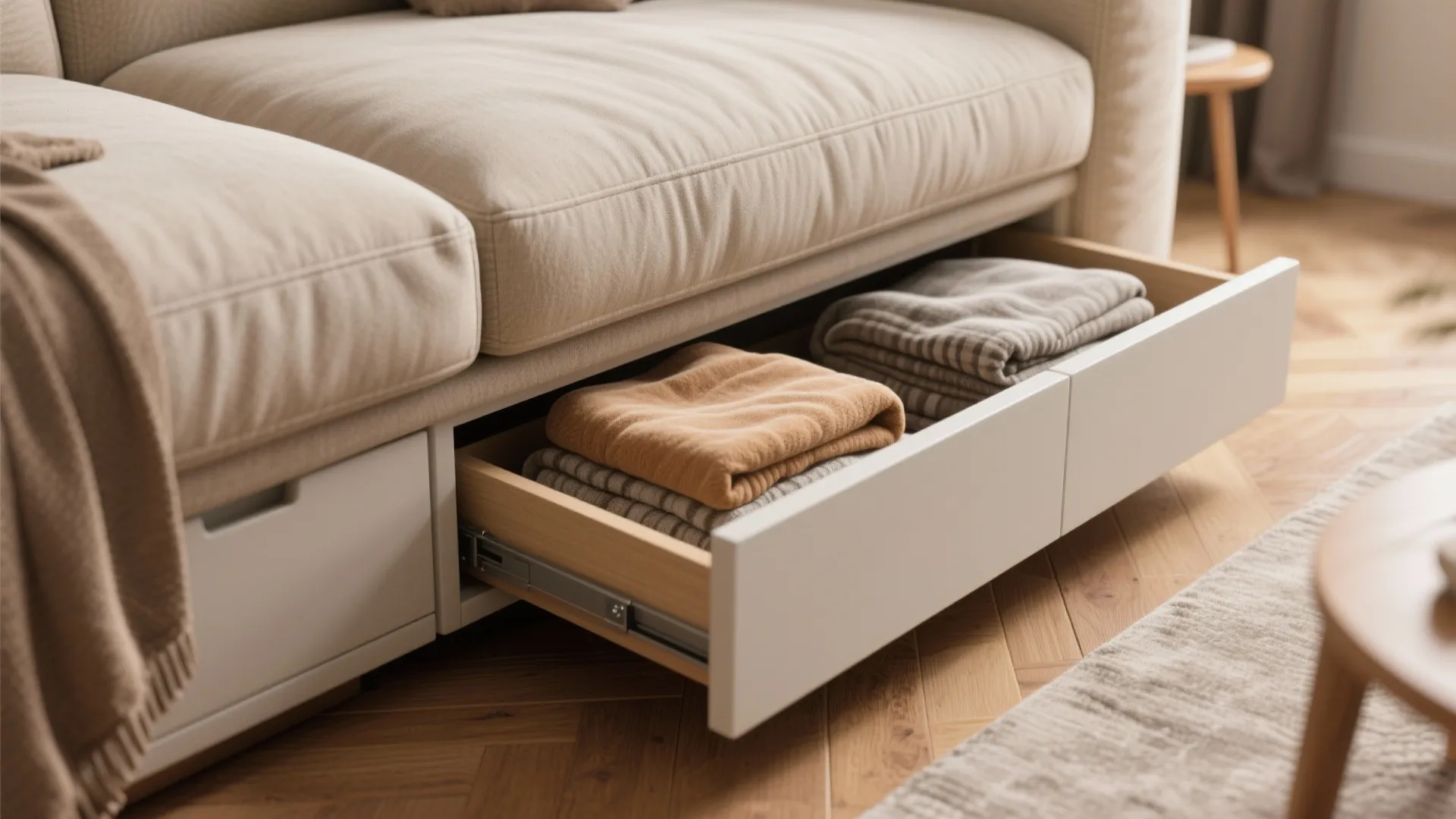 7. Under-Sofa Storage Drawers