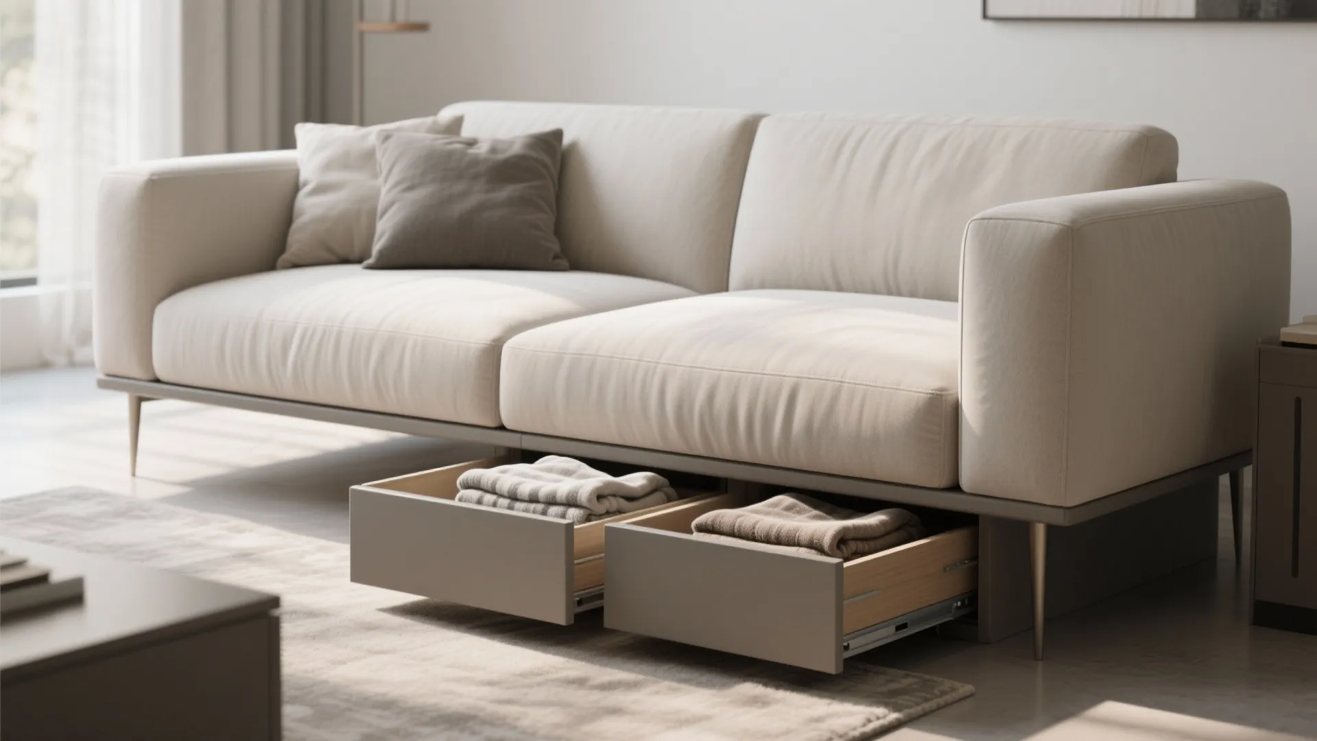 9. Under-Sofa Storage Drawers