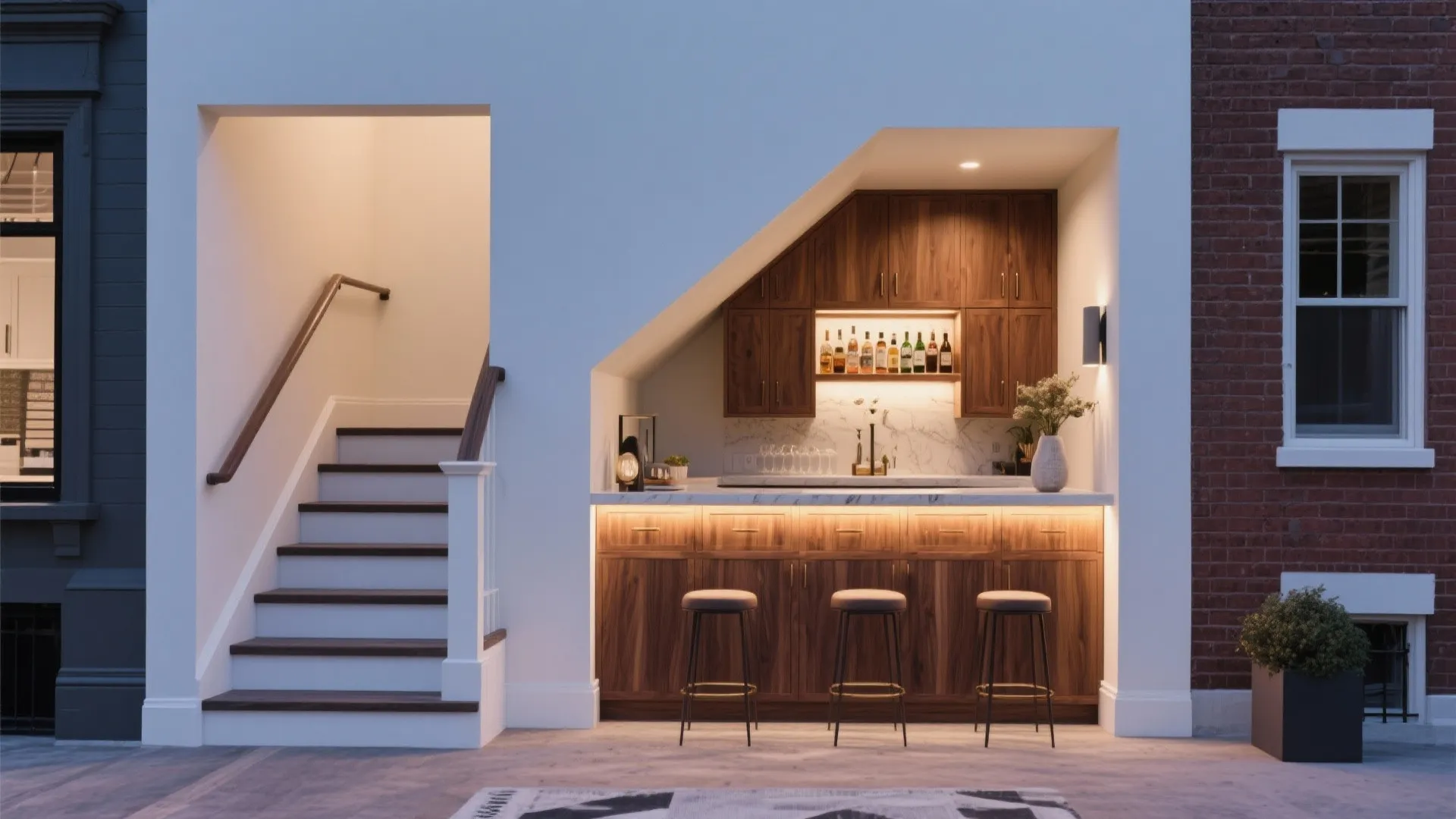 5. Under-Staircase Bar Nook