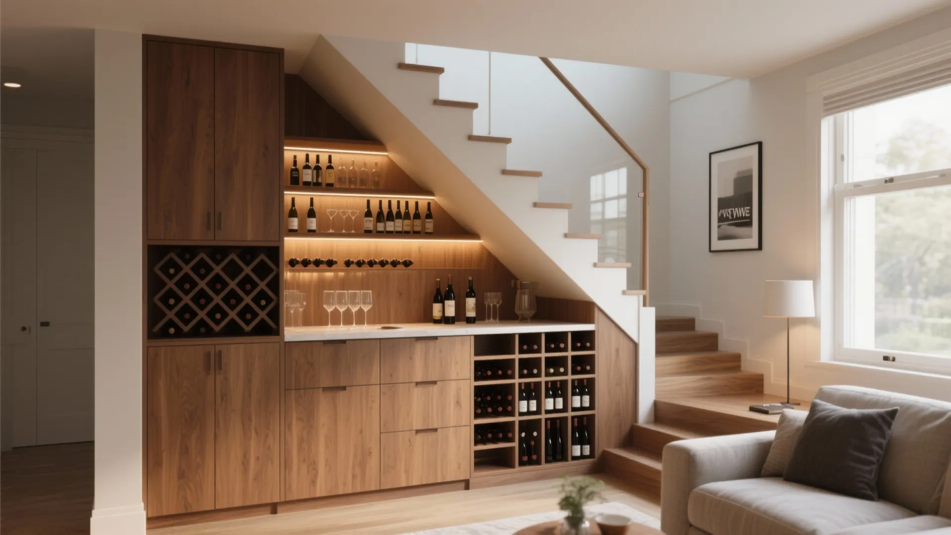 Built-in under-stair bar