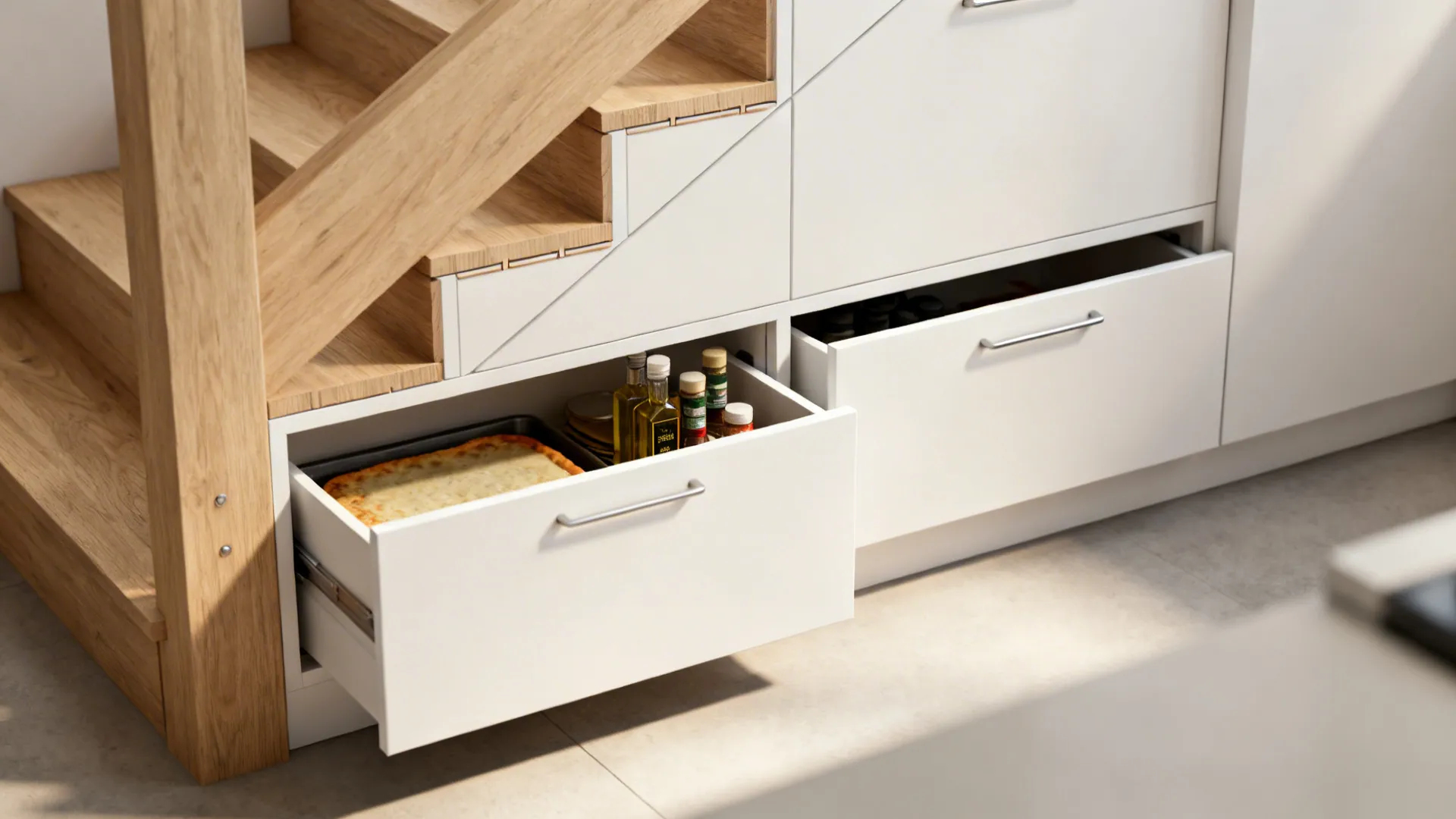 Minimalist Storage under the Stairs