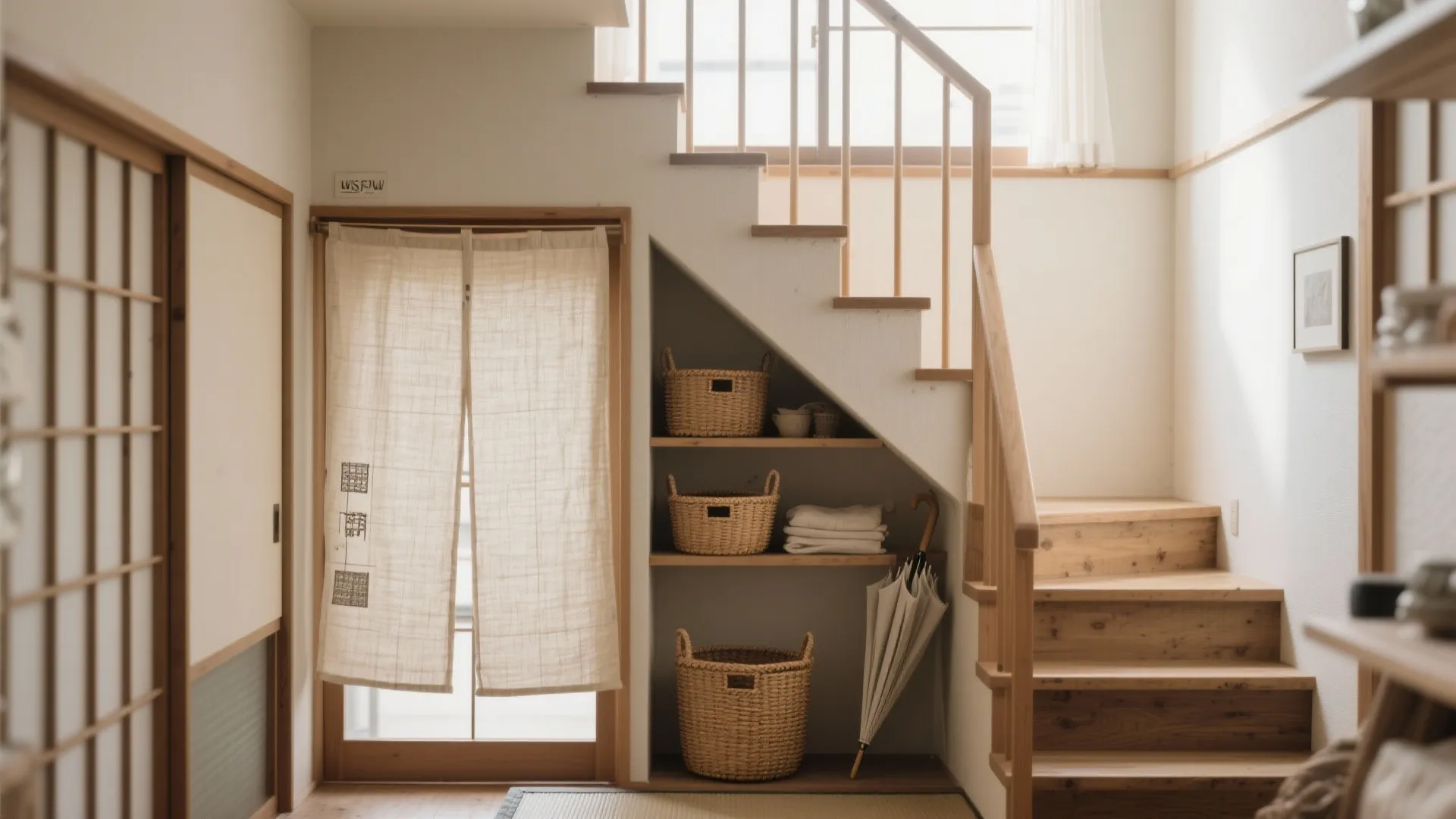 Tips 8: オープン棚＋布で“柔らかく隠す”（京都・東京小戸型）