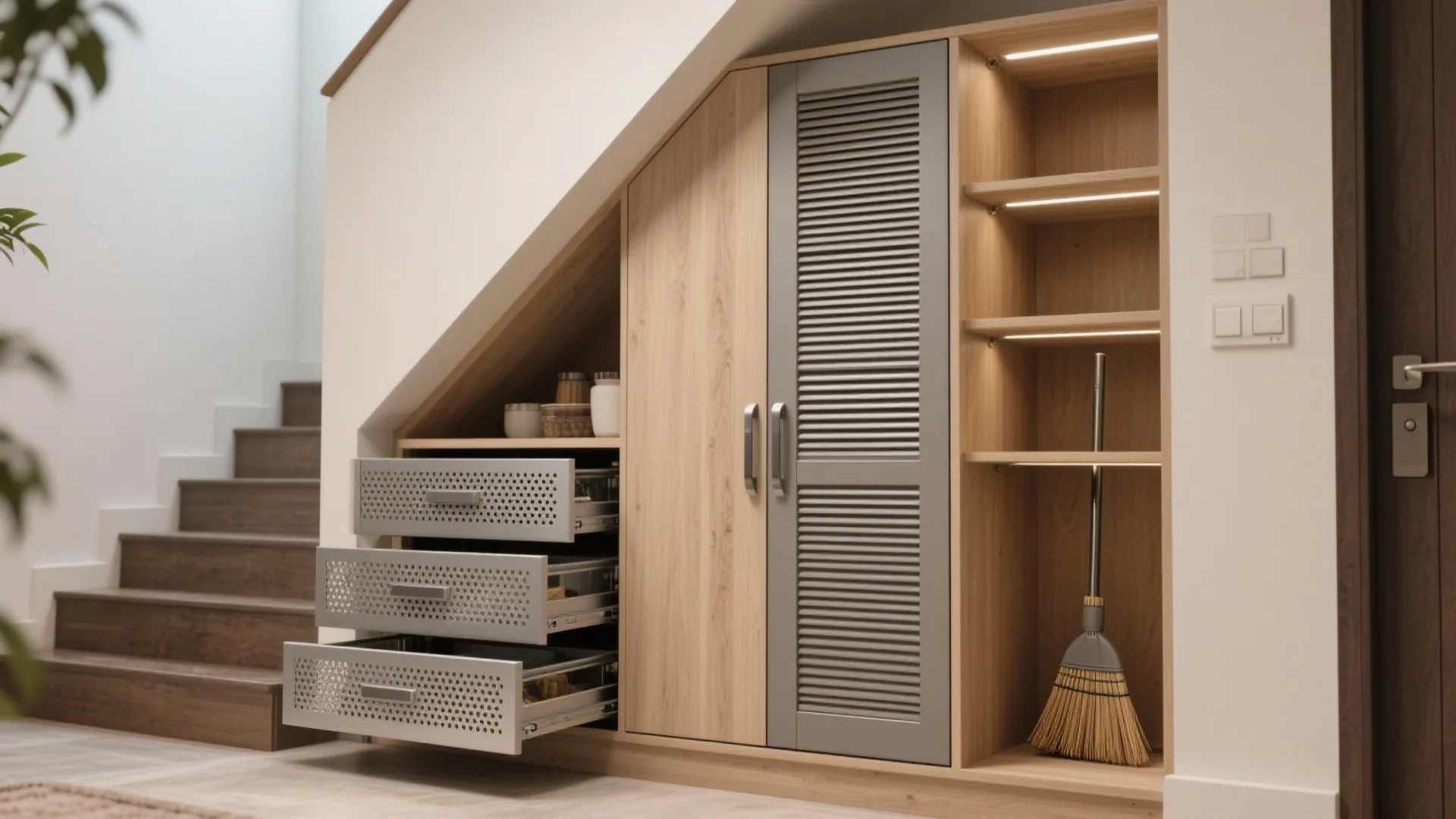 Storage That Breathes: Under-Stair + Tall Units