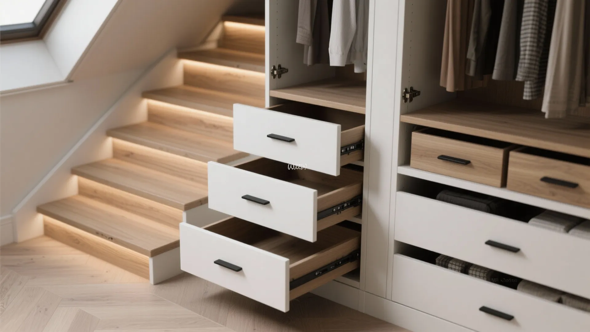 5. Maximize storage under the roof and stairs