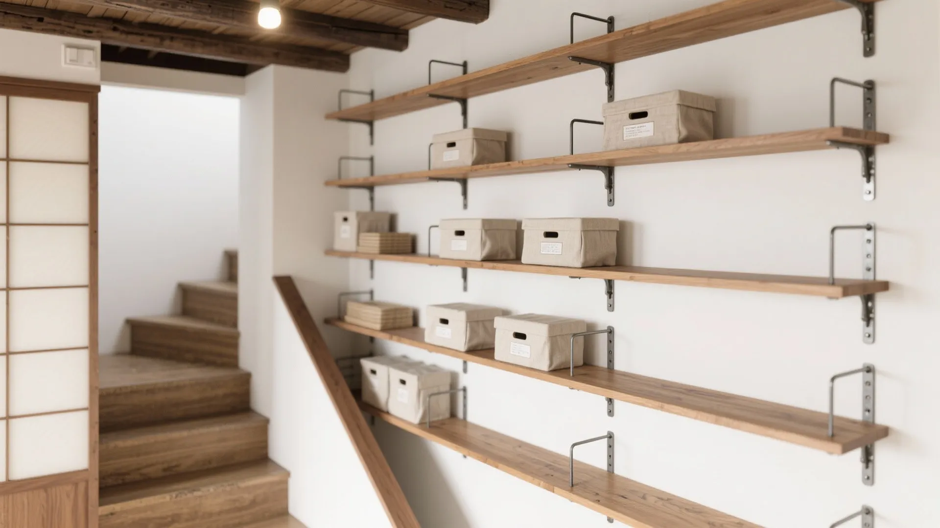 Tips 3: 階段下と天井際の“陰の間”を収める（収納技巧×京都の町家感）