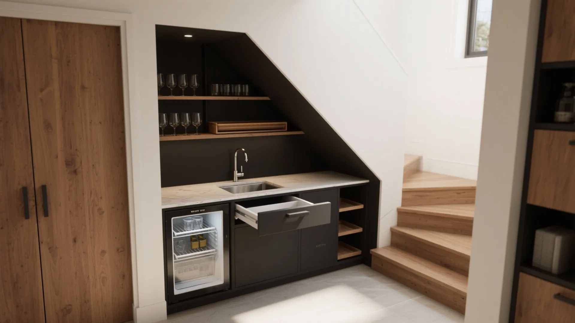 4. Under-stairs mini bar