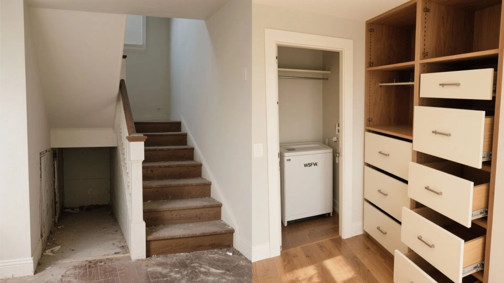Hidden Storage Drawers and Utility Closet