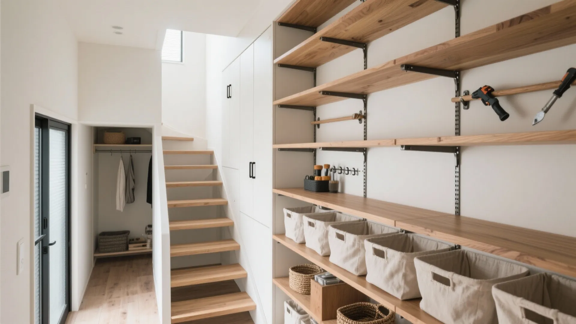 Tips 3: 収納は“幅より深さ”を活かす。階段下と壁厚を収納化（収納技巧）