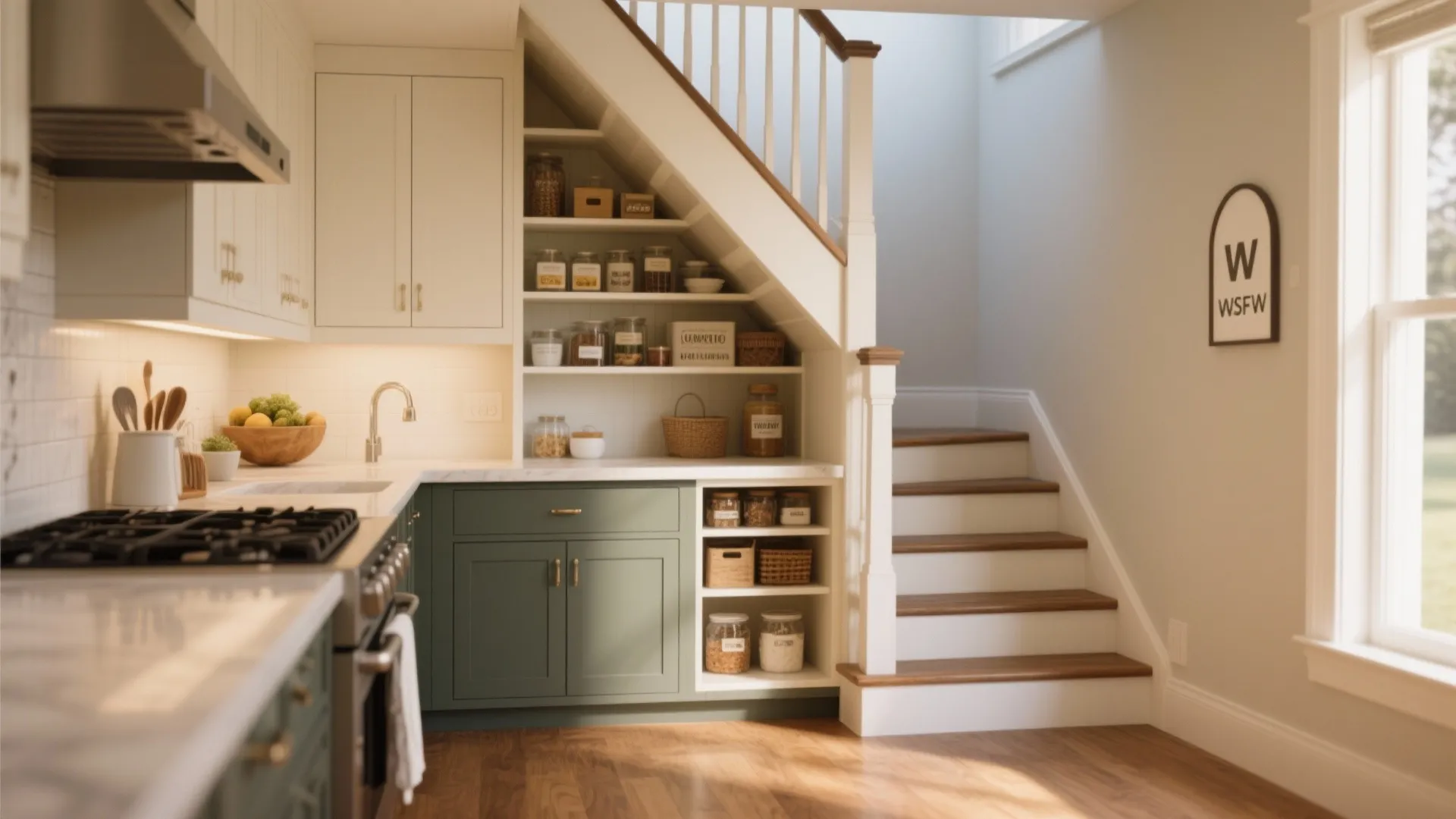 9. Corner Pantry Under the Stairs