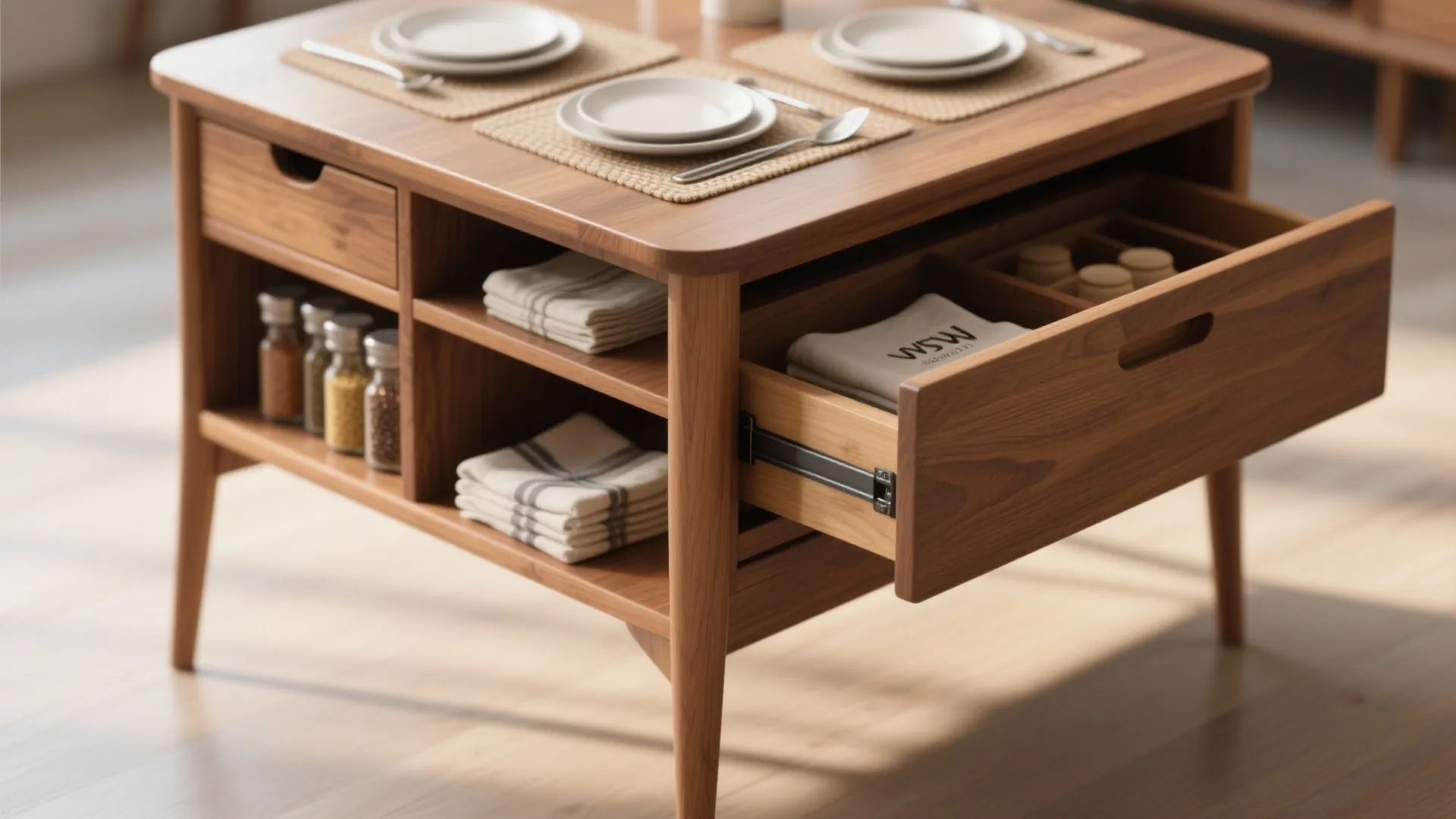 2. Square table with under-table storage