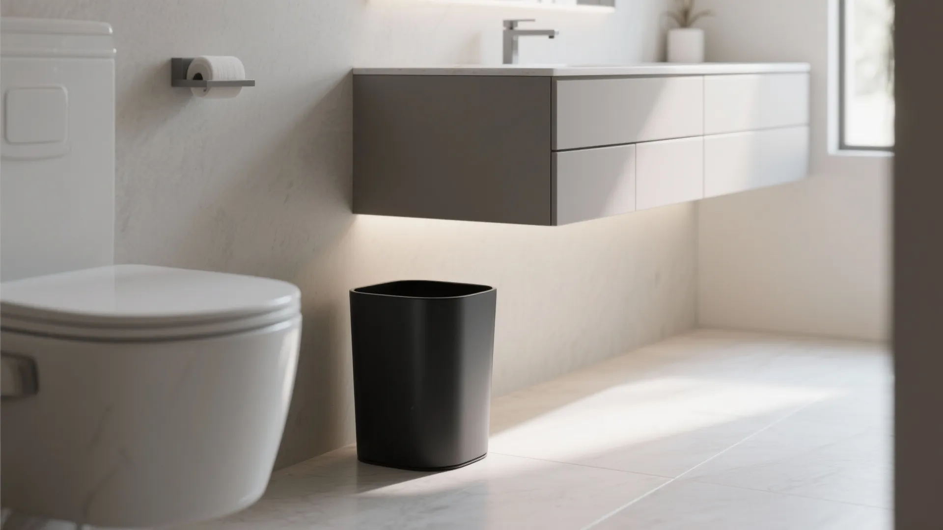 2. Tuck it into a niche or under a floating vanity