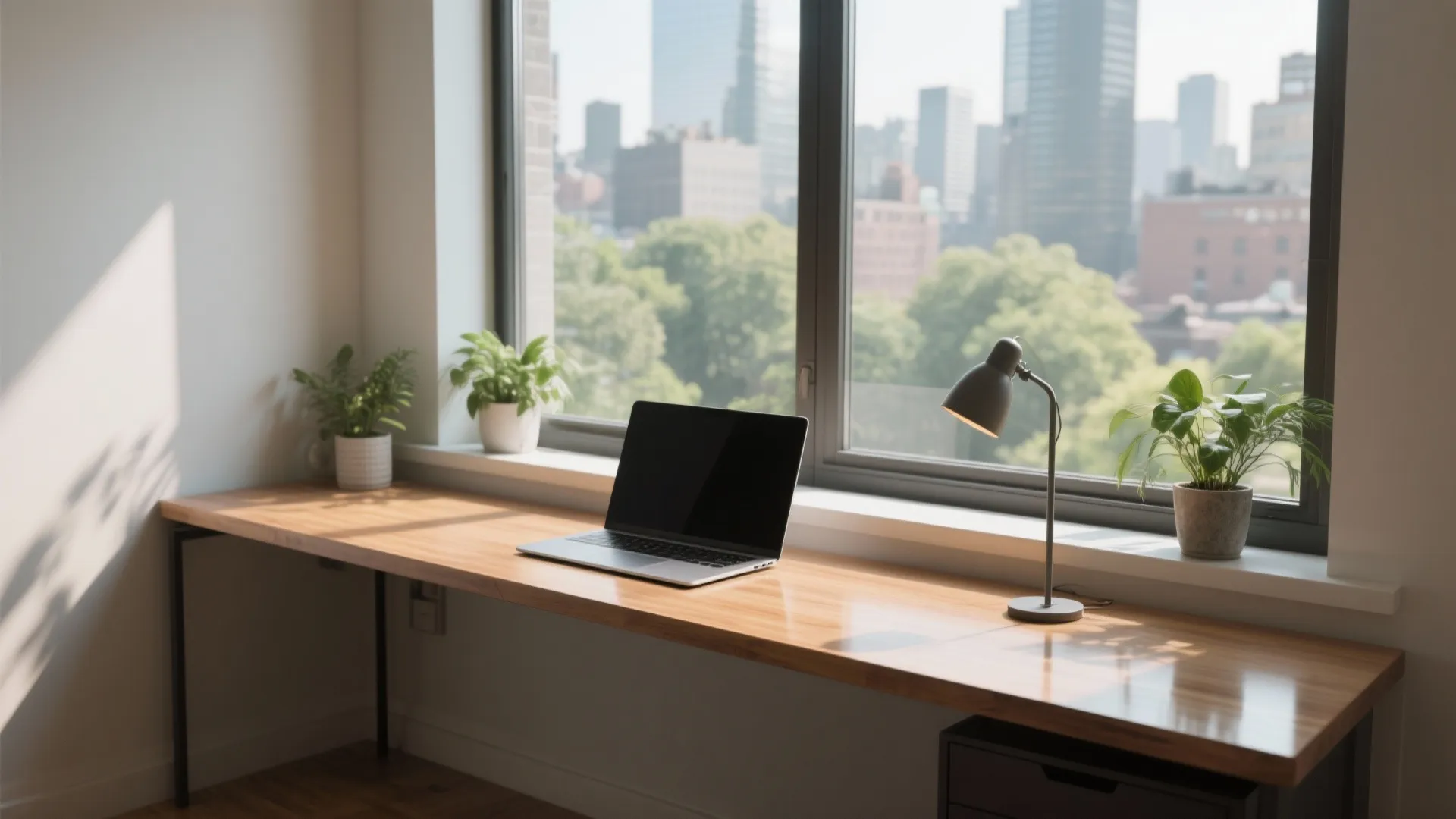 3. Under-window slim desk