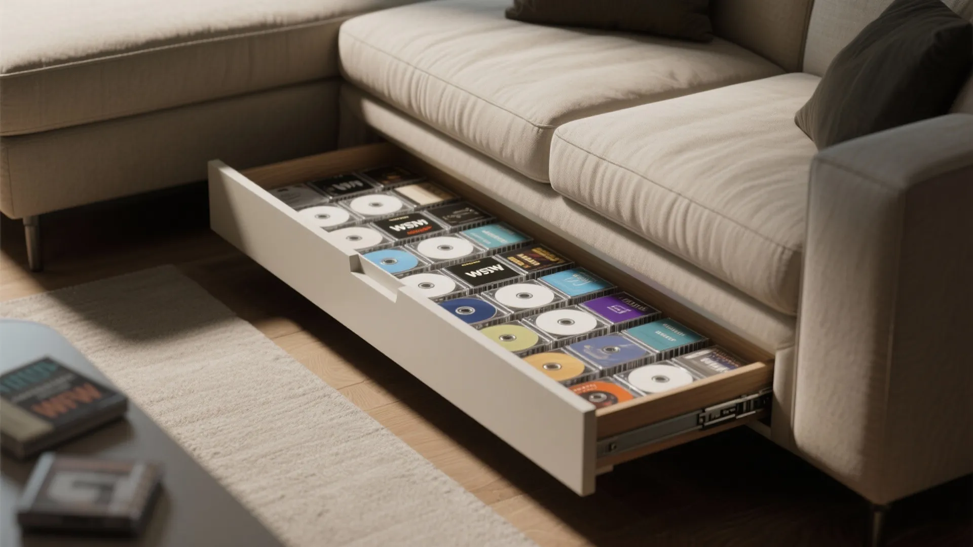 2. Under-Bed or Under-Sofa Pull-Out Drawers