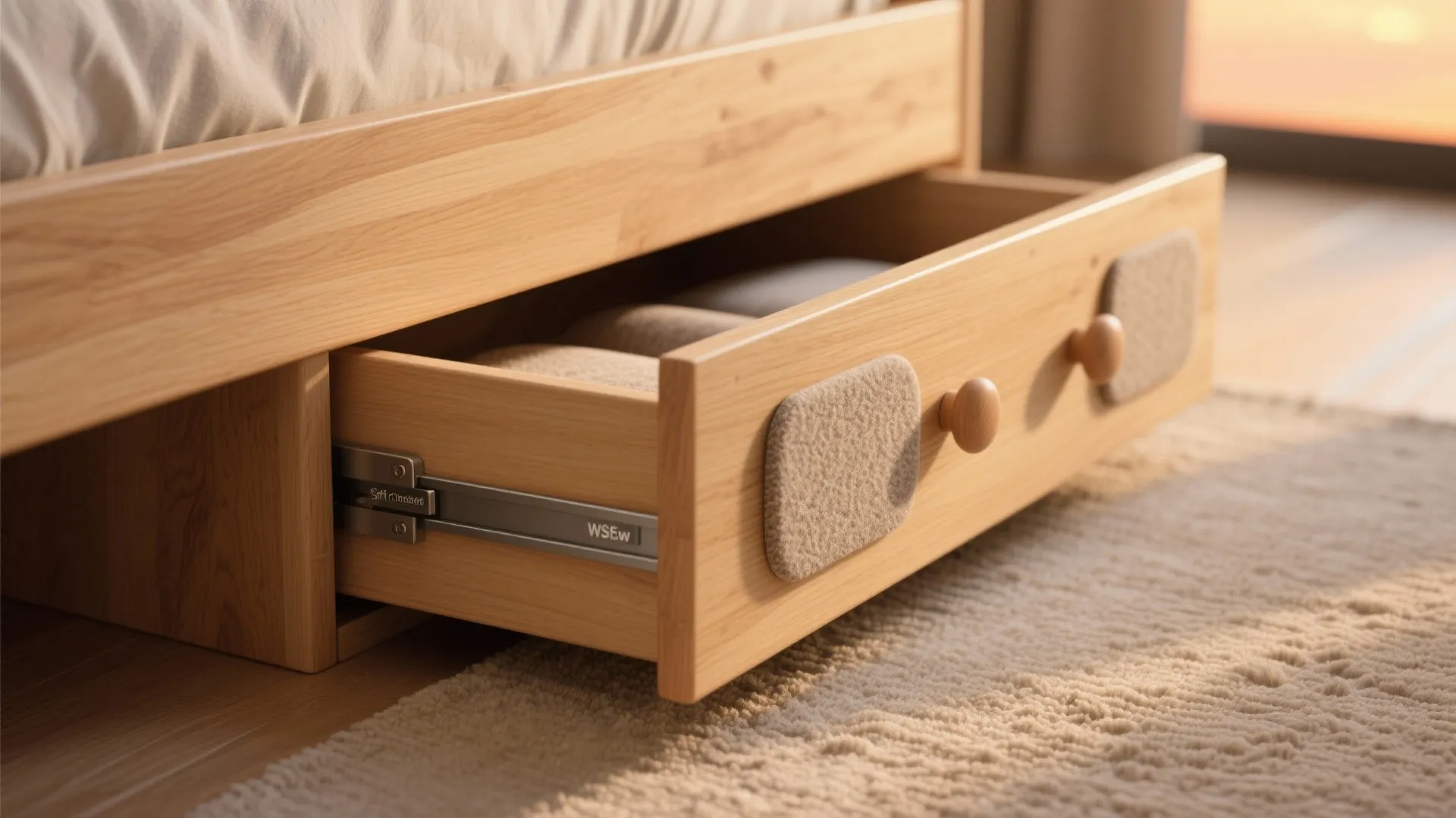 Under-bed drawers and platform beds with safe access