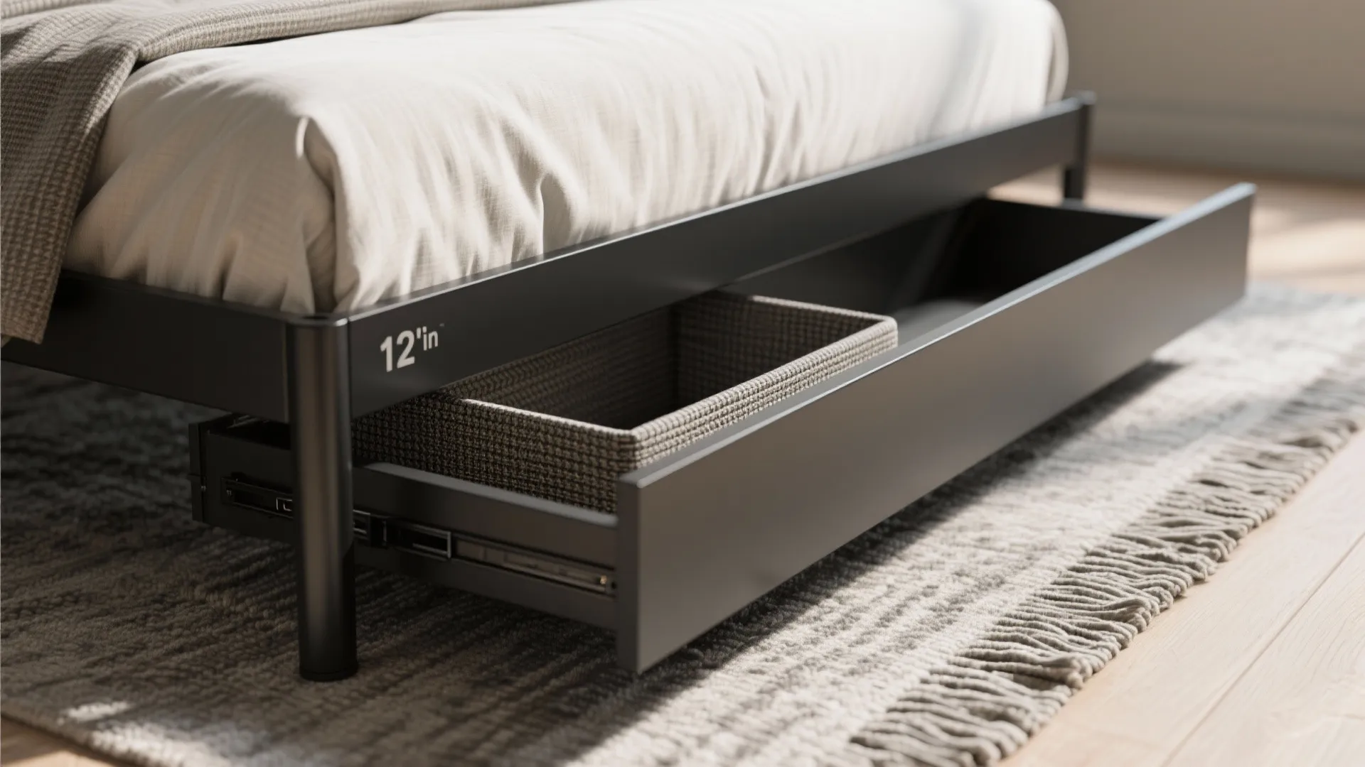 1) Slim-frame queen with underbed drawers