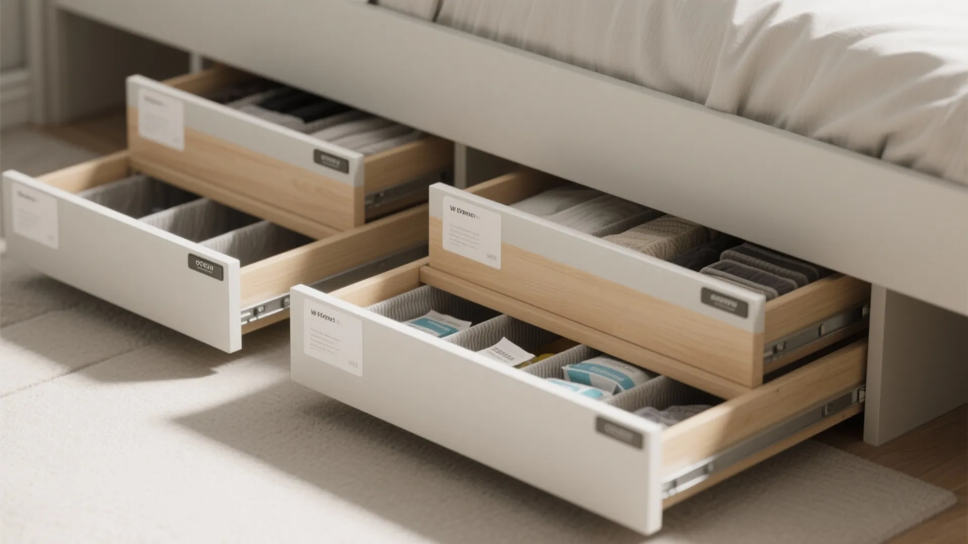 4. Under-bed drawers and vertical spine storage