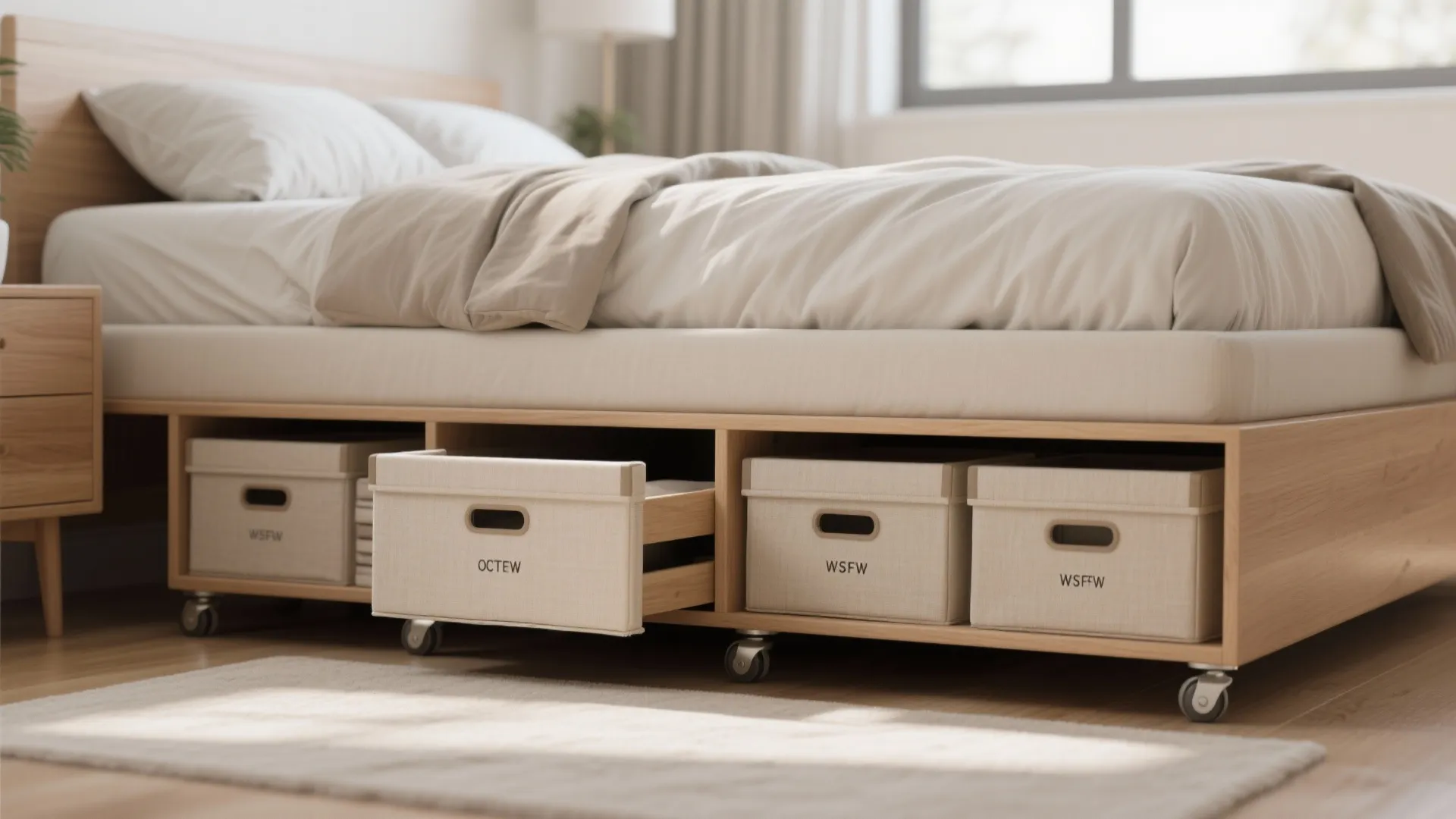 2. Under-bed drawers and low-profile boxes