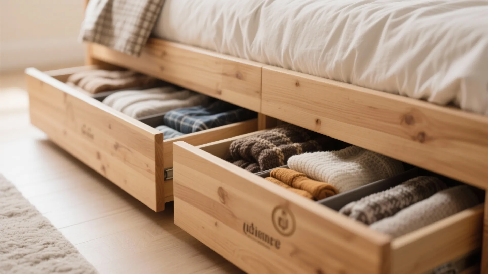 Built-in storage under the bed