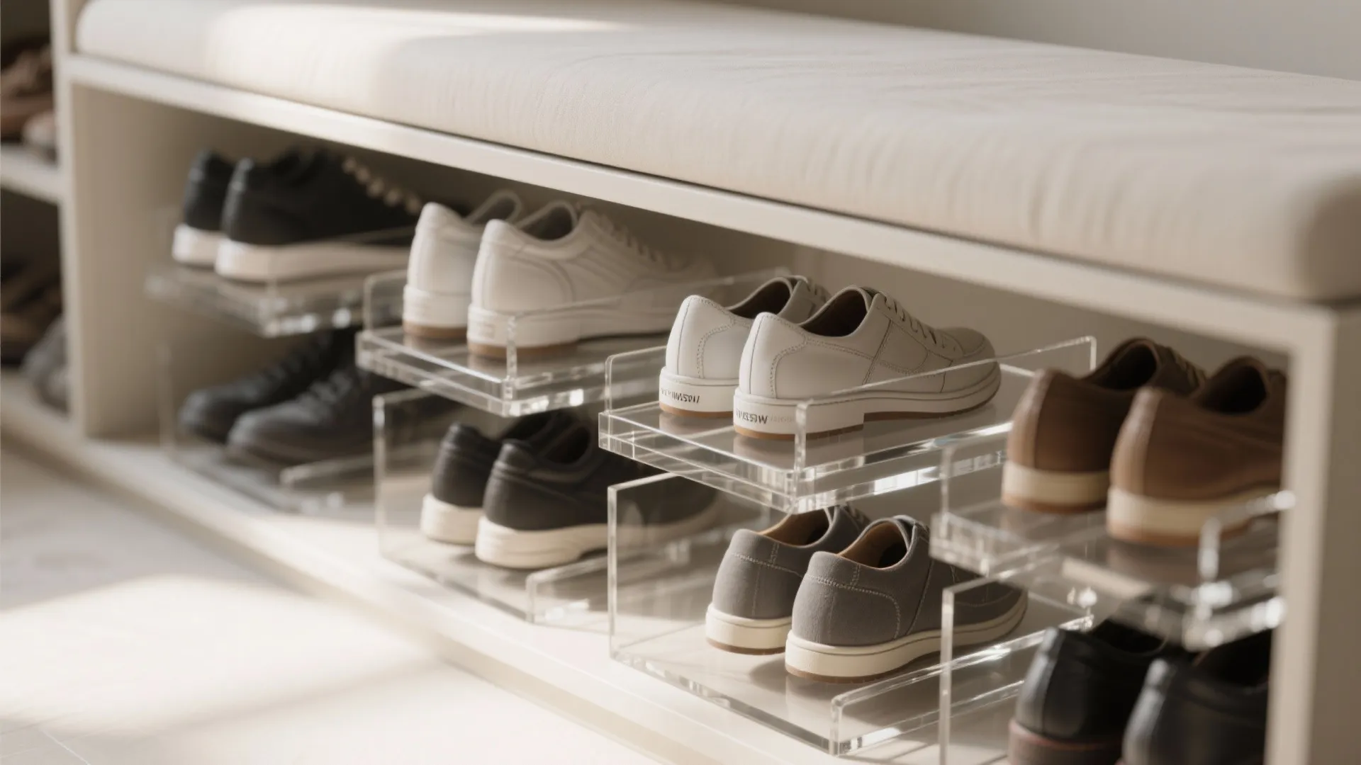 4. Under-bench cubbies and riser racks