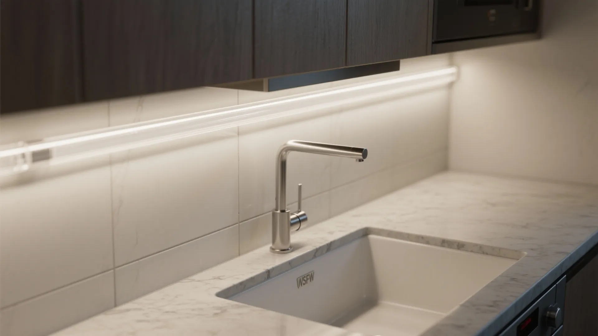 1. Under-cabinet LED task strip right at the sink