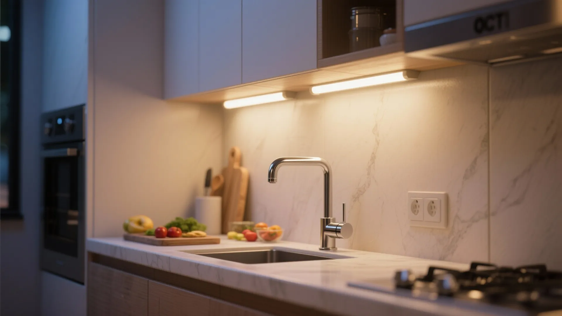 3. Under-cabinet linear fixtures in compact kitchens