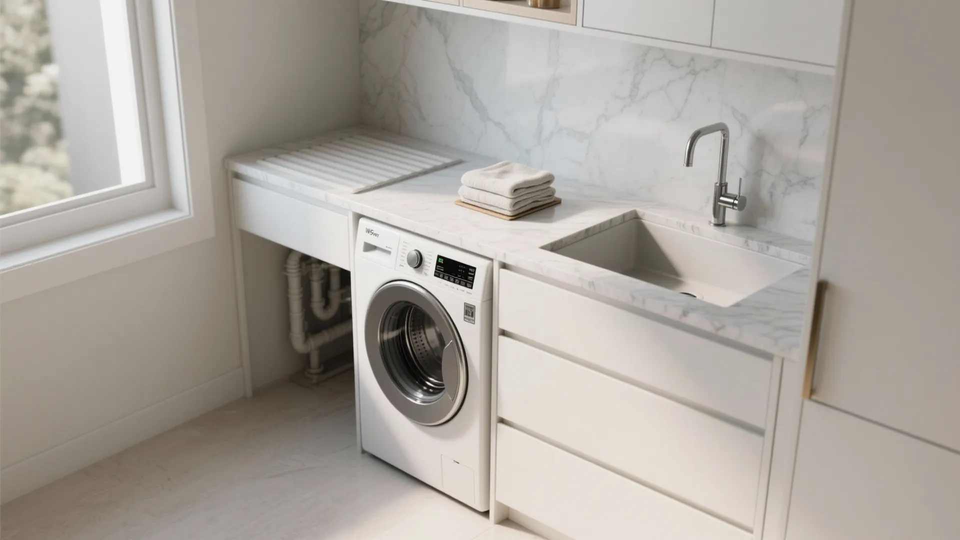 2. Under-counter washer with folding station