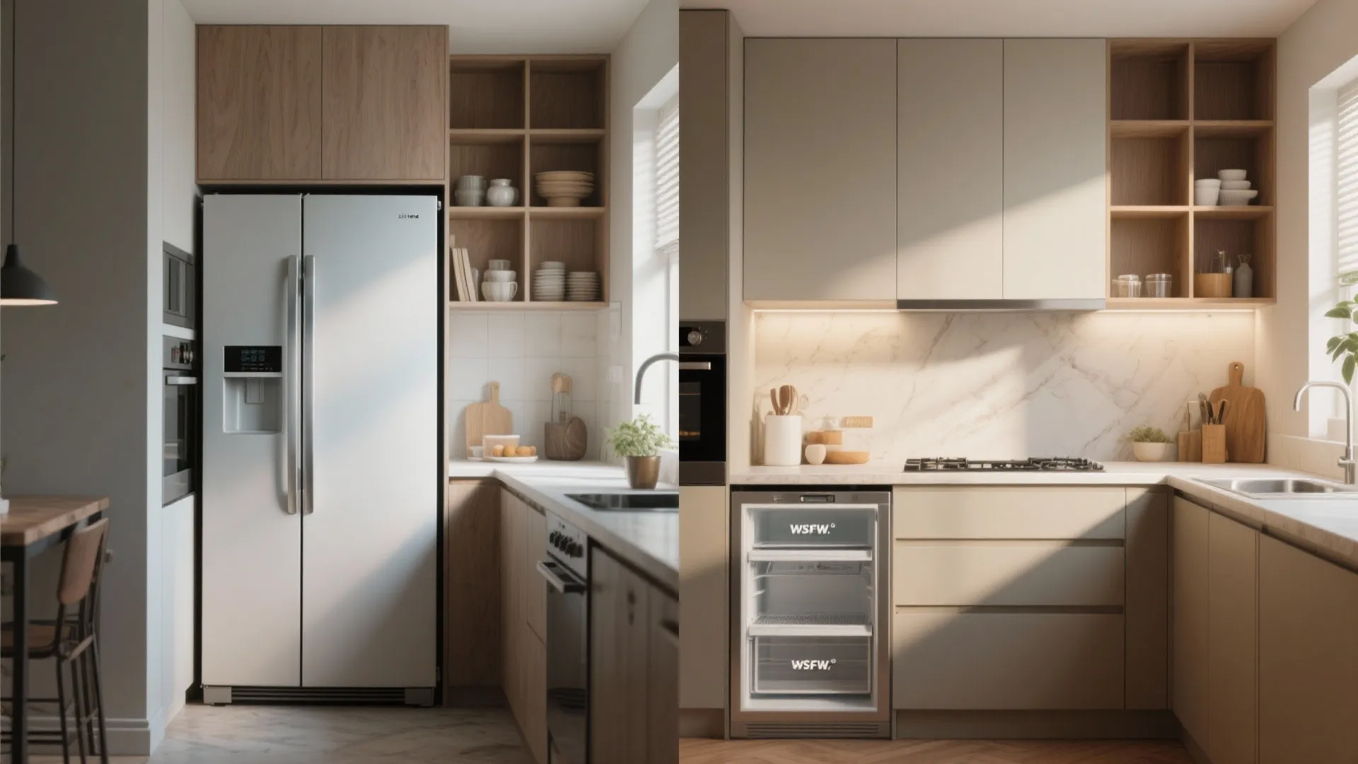 5. Integrated under-counter fridge instead of tall freestanding unit