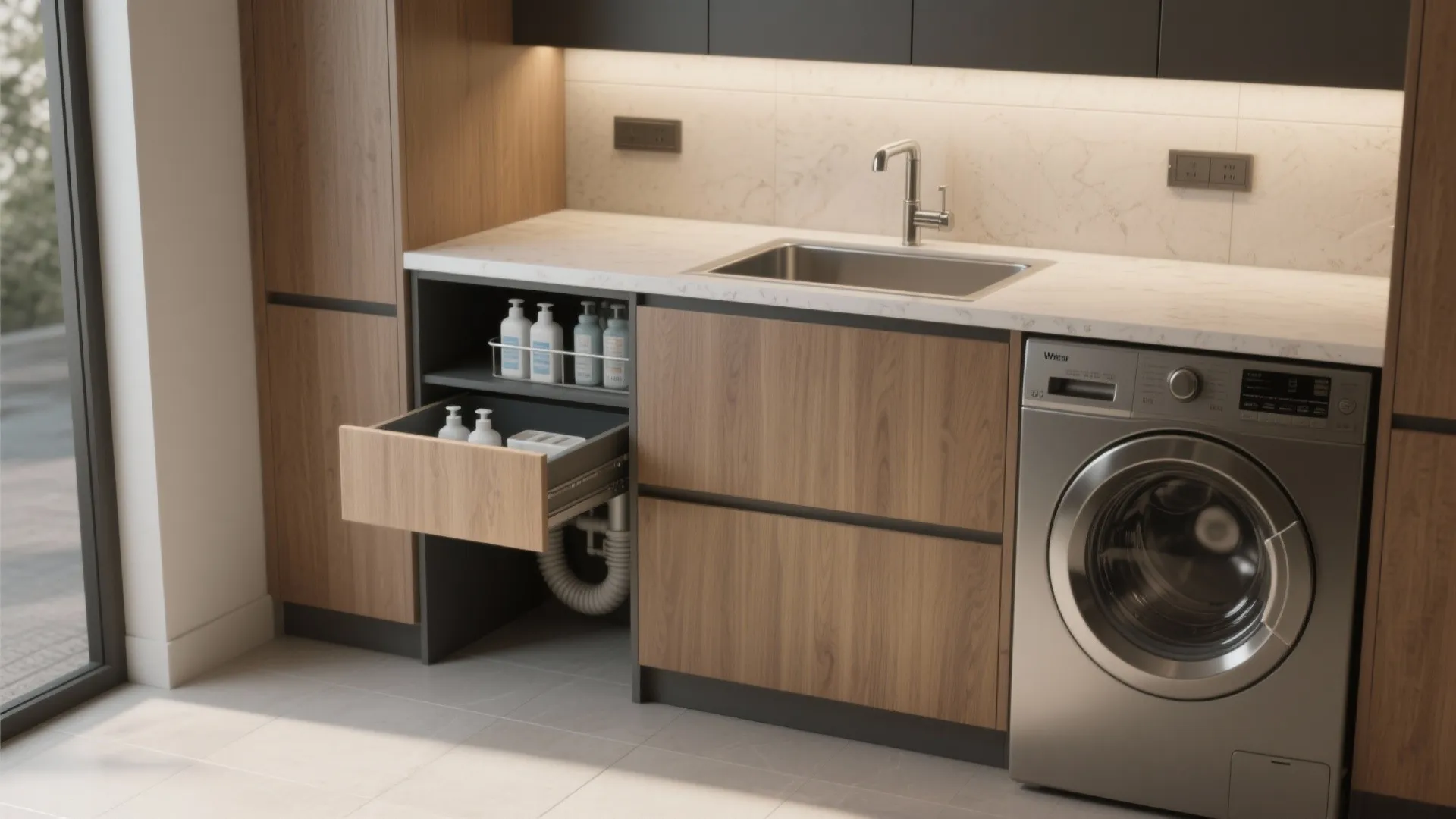 3. Sink integrated into under-counter storage