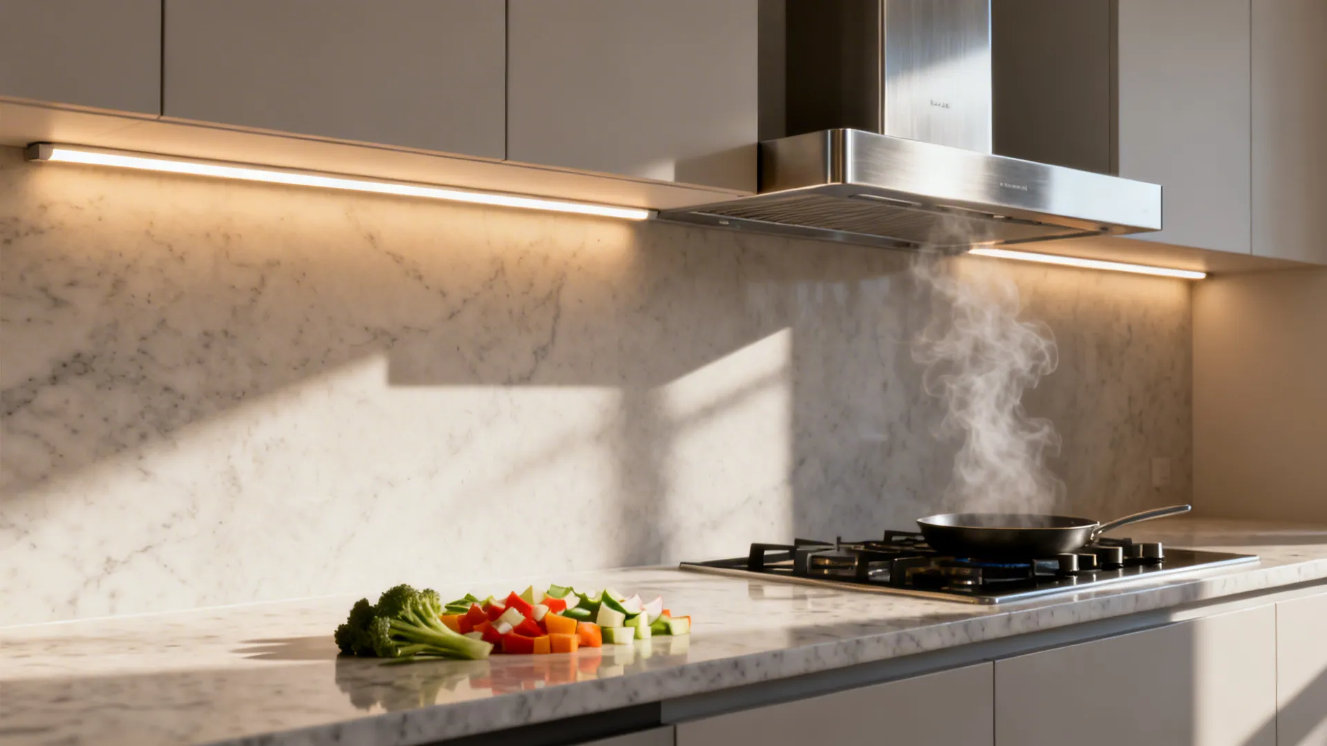 Under-cabinet lighting and smart ventilation