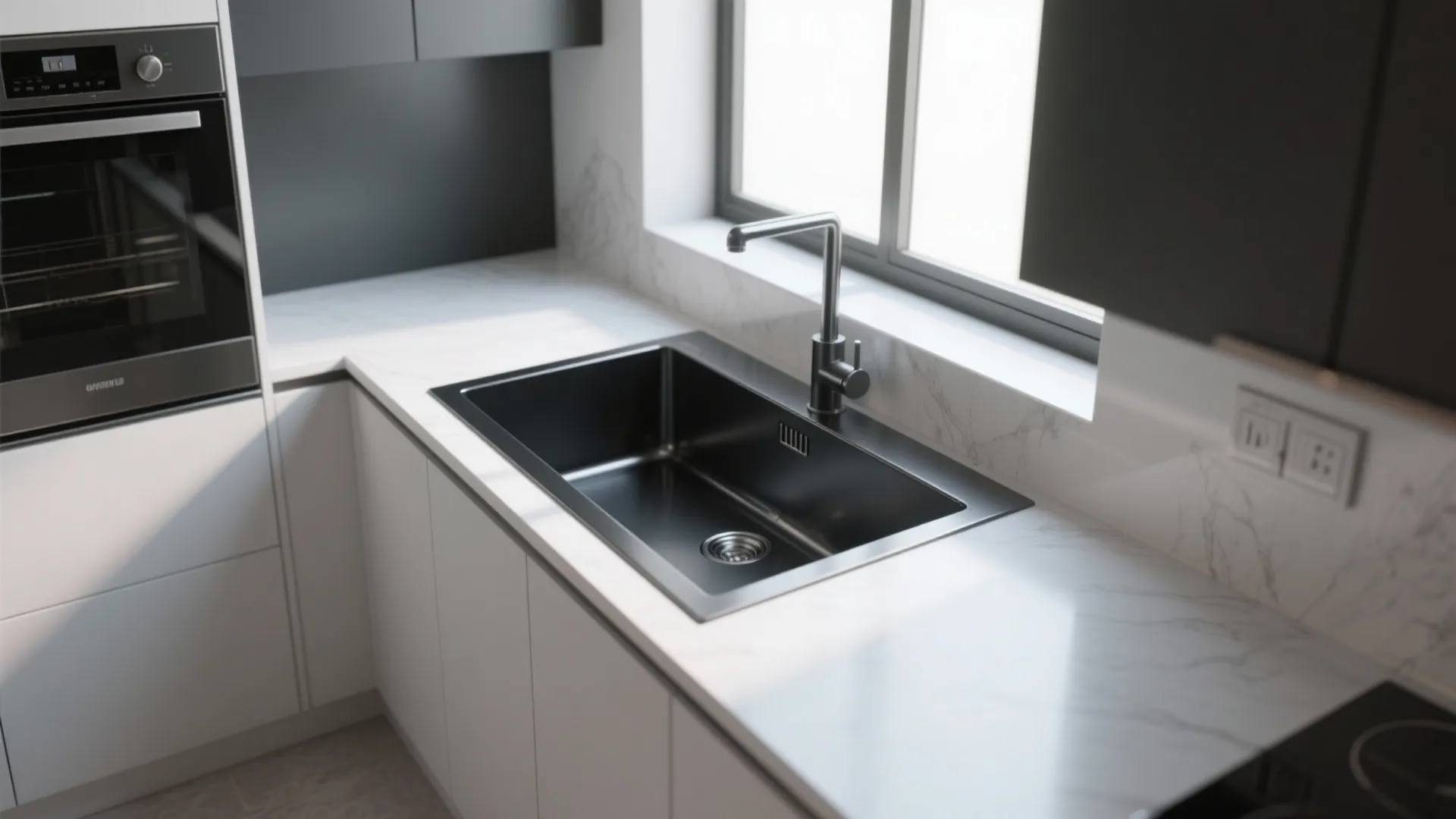 2. Integrated undermount sink for minimal seams