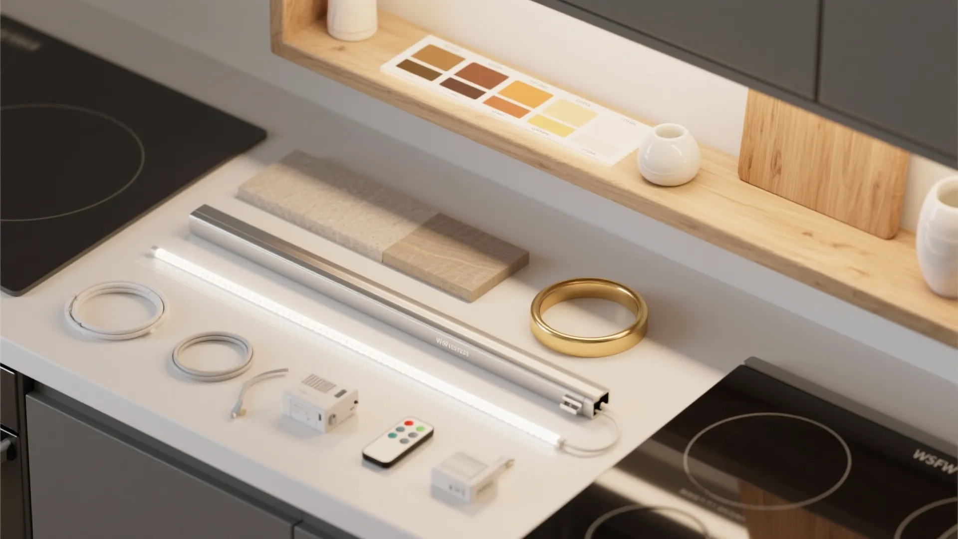 3) Under-Shelf LED Wall Strips for Open Storage