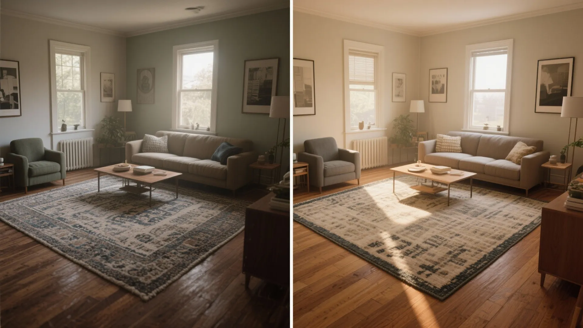 2. Go slightly undersized to show some floor — it helps!