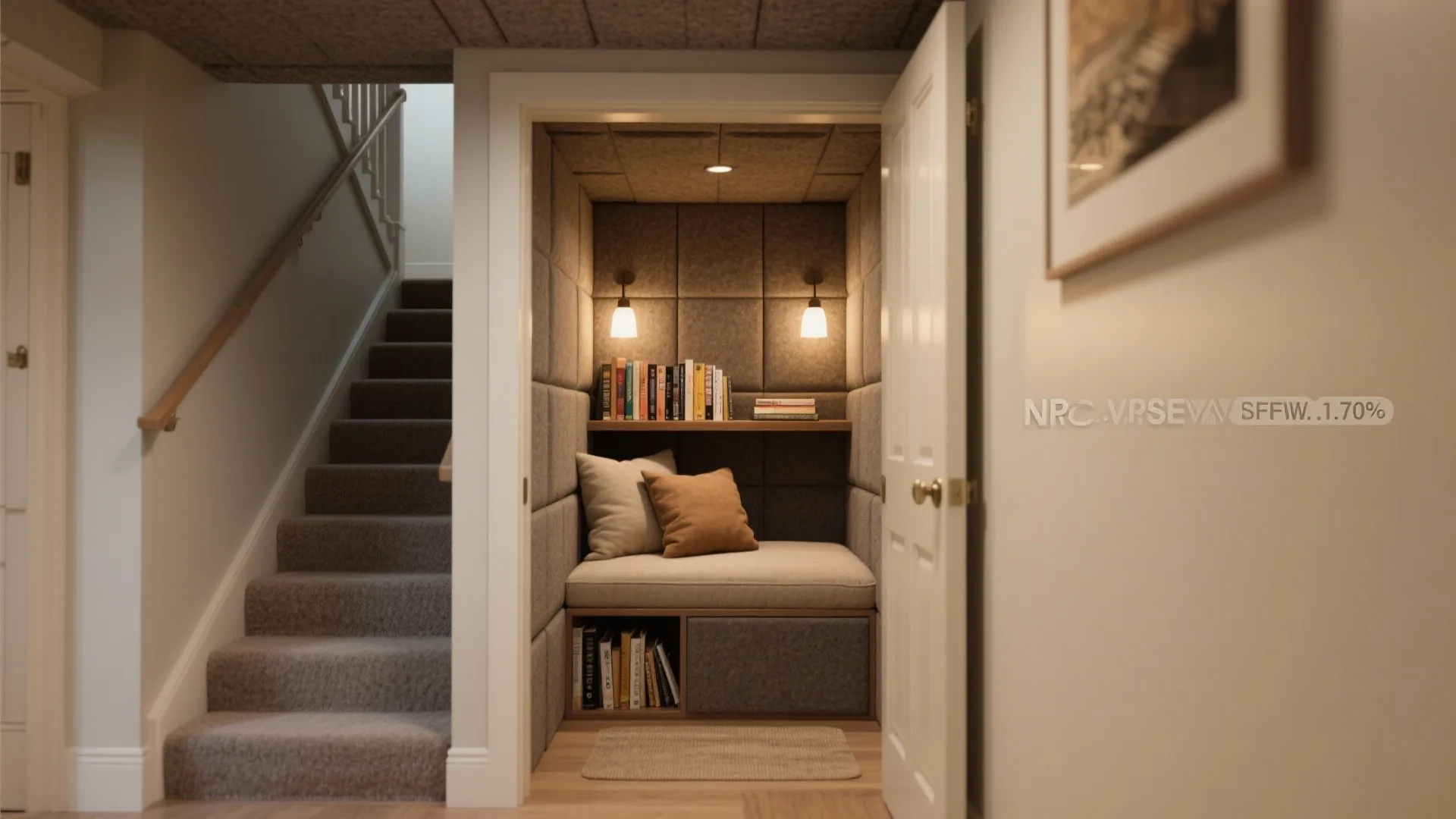 Under-Stair Hideaway with Acoustic Paneling