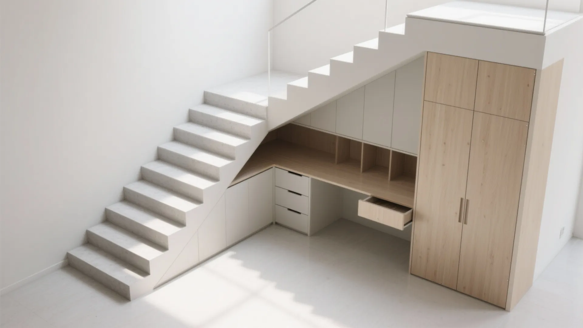 Under-stair storage and a pocket study-nook combo