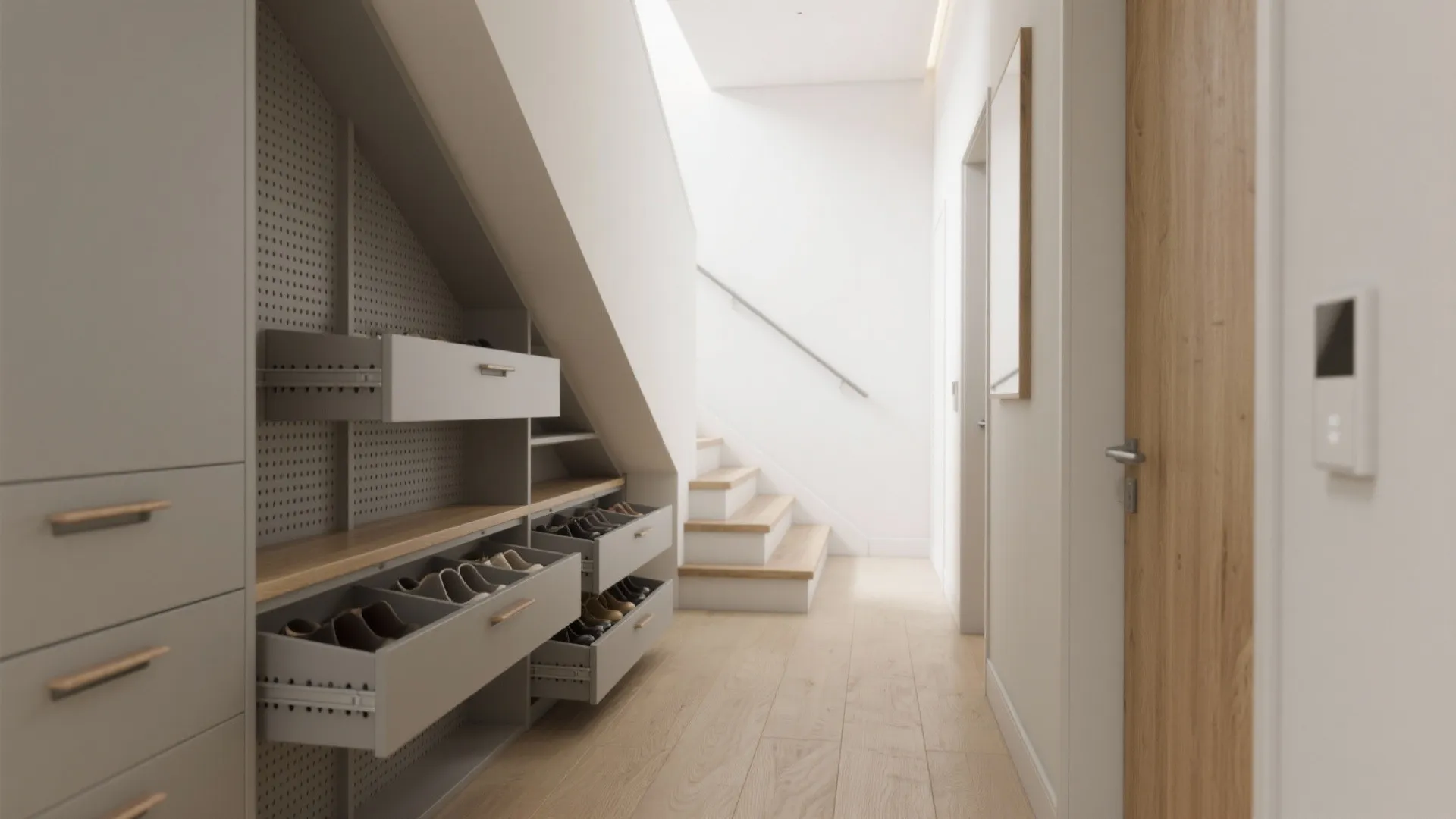 Built-in understairs storage that actually breathes