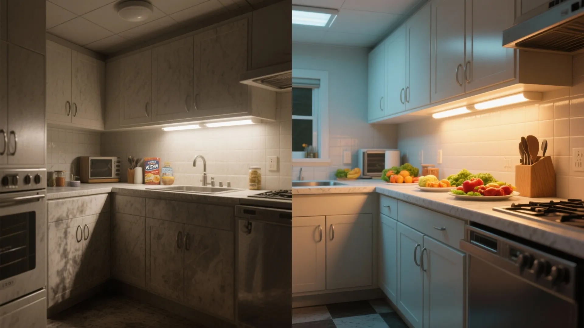 Under-Cabinet LED Strips for Shadow-Free Counters