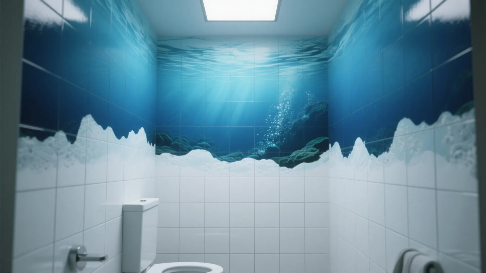 1. Underwater Mural and Water-Inspired Tiles