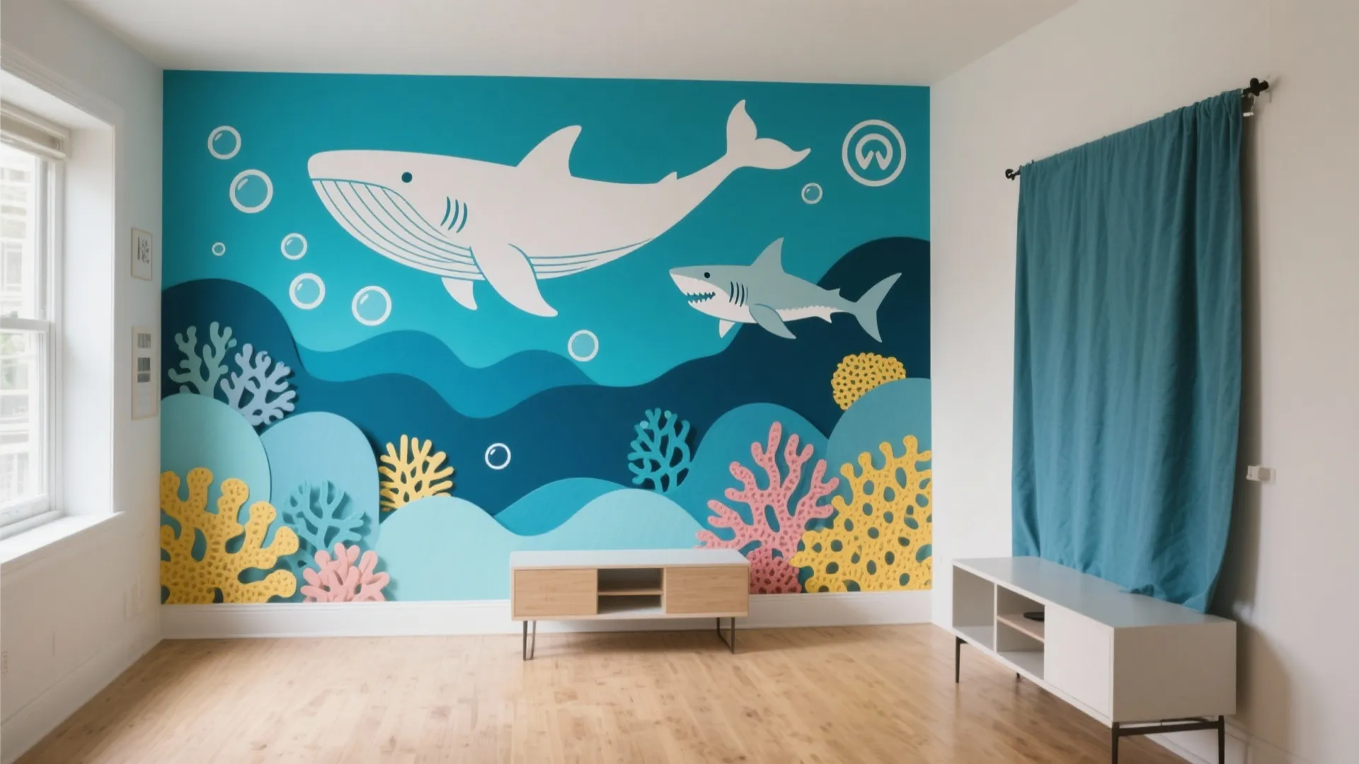 Underwater Wall Magic: Murals, Decals, and Backdrops
