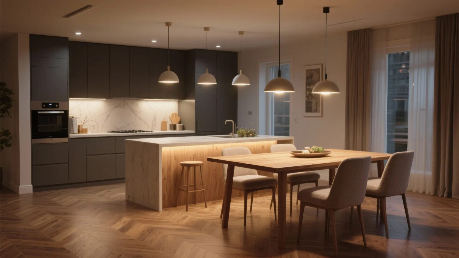 4. Unified Flooring and Lighting Zoning