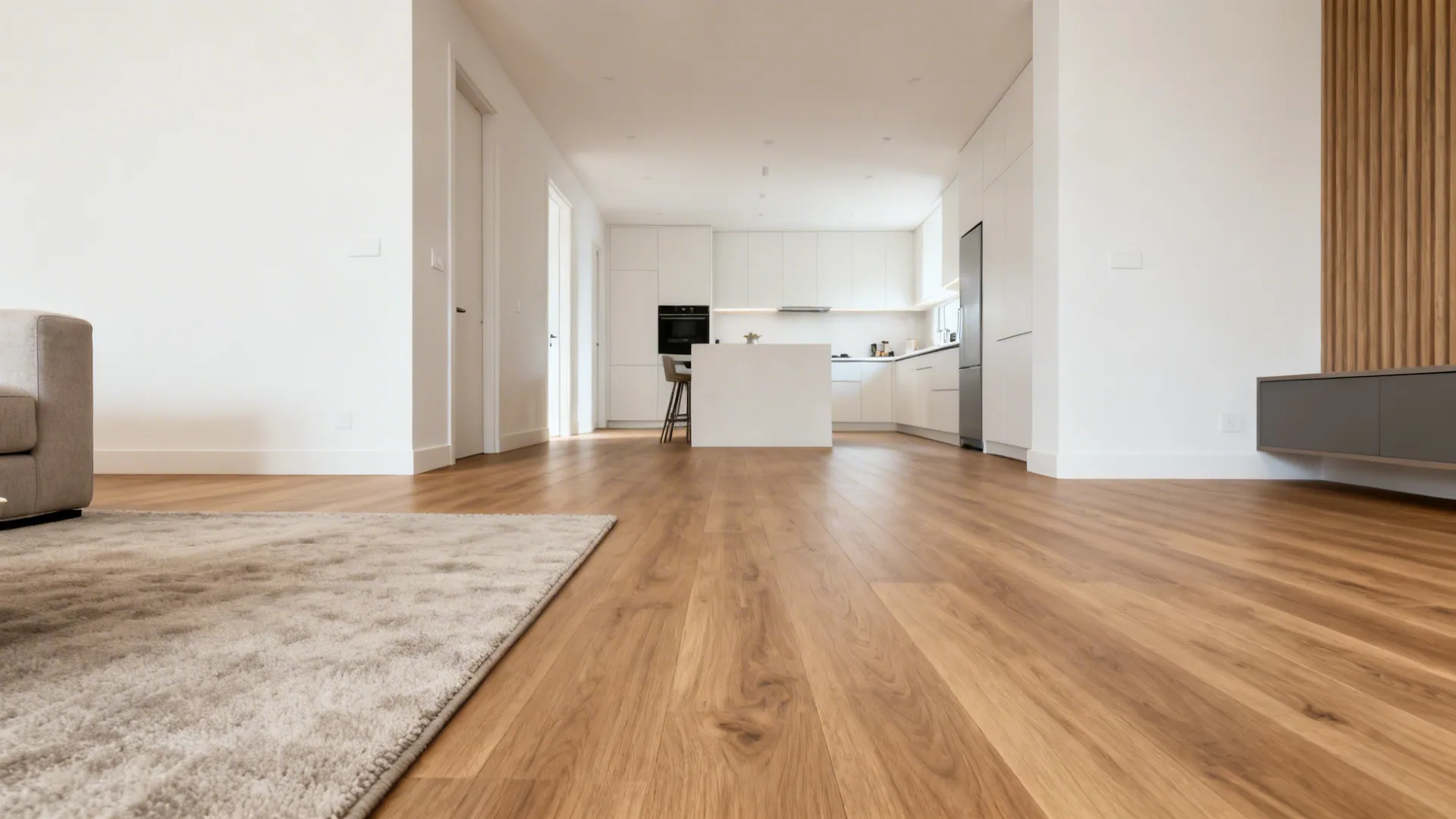 Unified Flooring with Area Rug Zoning