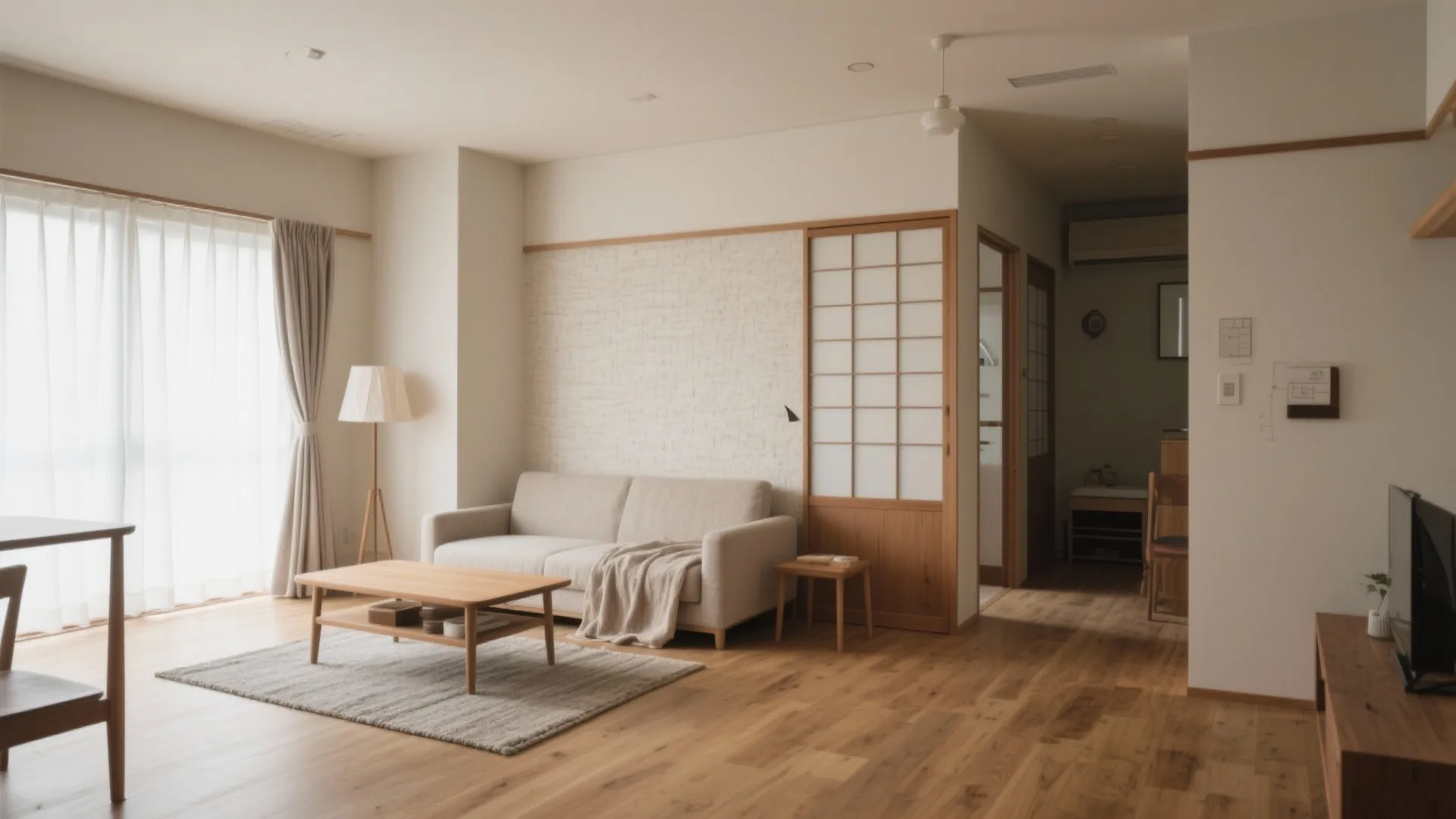 Tips 5: 色と素材で“通り道”に一体感を（日本都市の2DK）