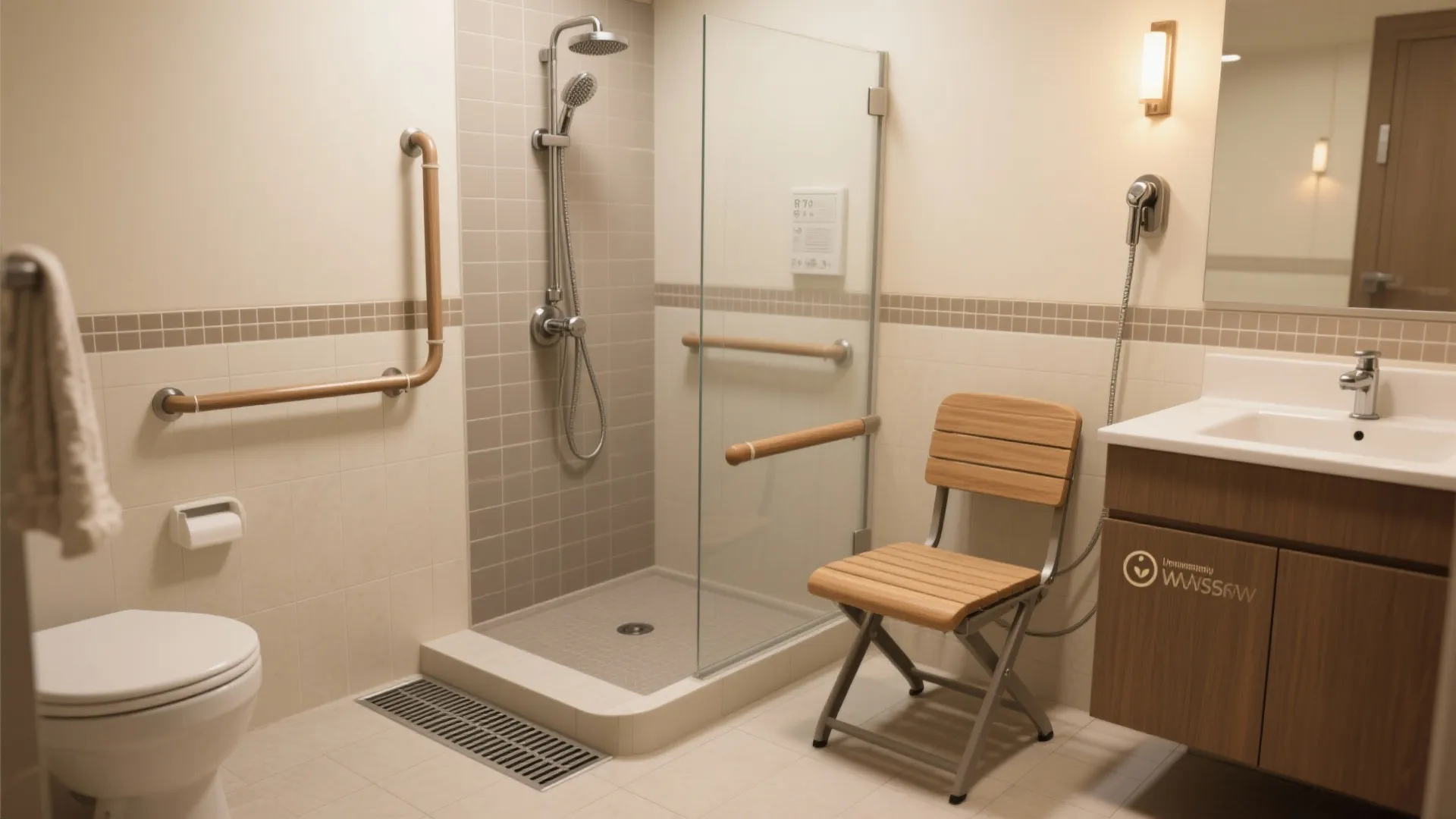 4) Universal bathrooms with spa cues