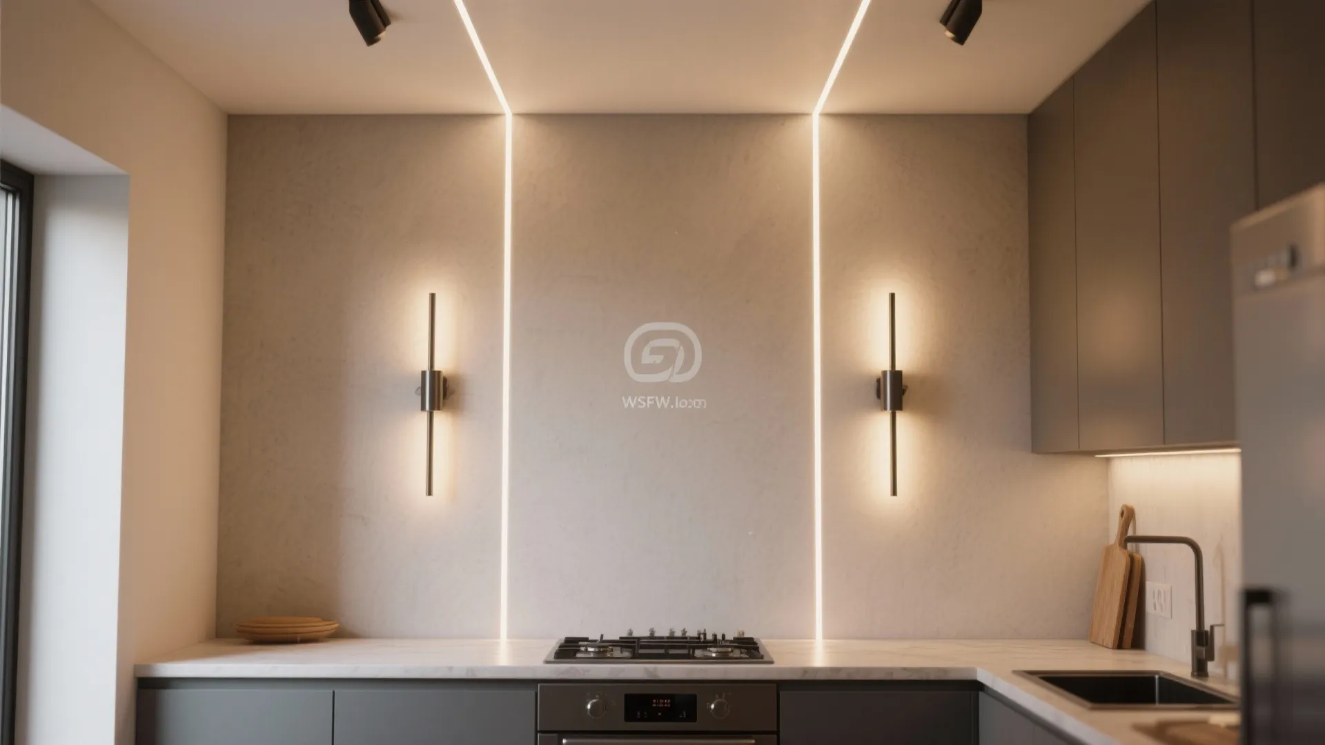 5) Up/Down Cylinder Sconces to Stretch the Room