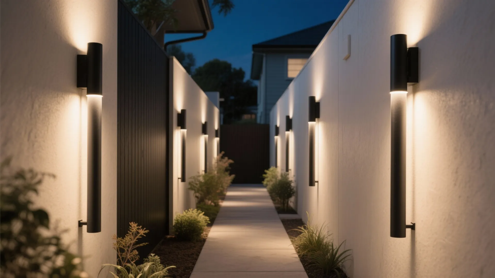 Up-and-down cylinder sconces for vertical drama