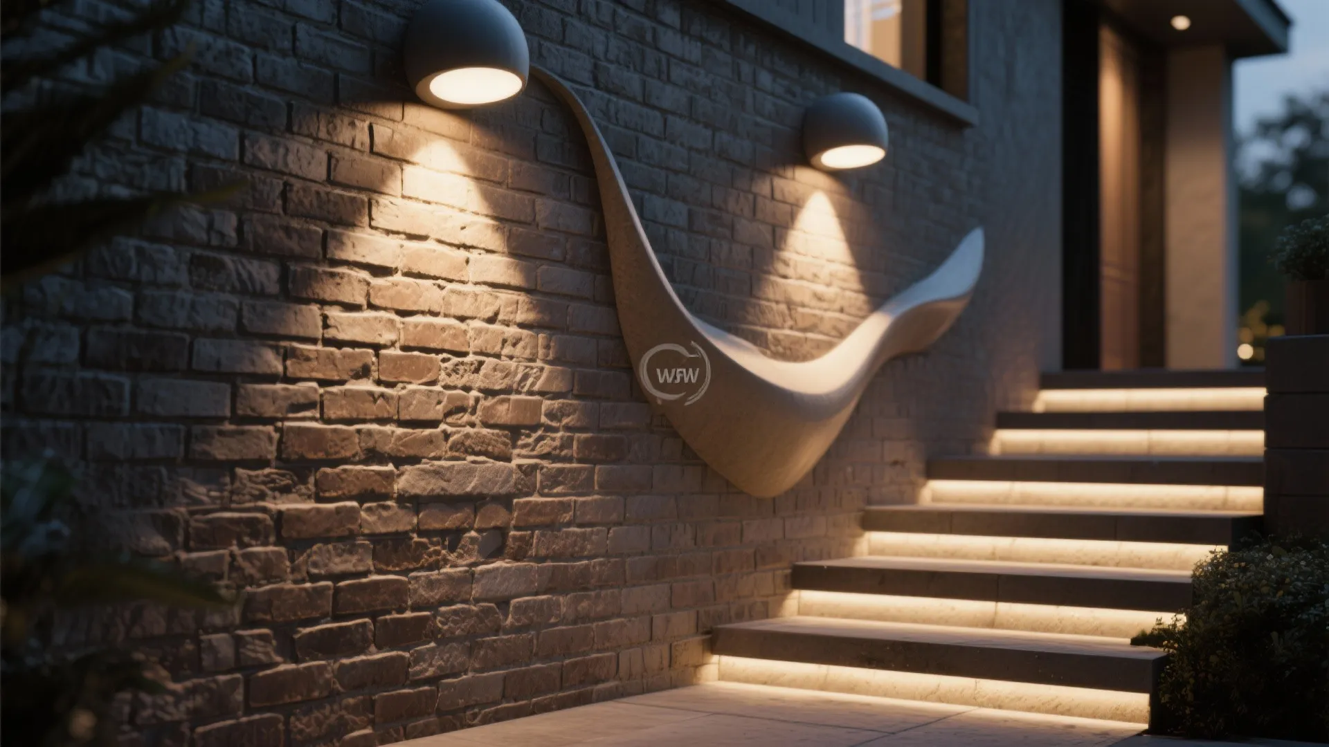 2. Layered Lighting with Round Up/Down Fixtures