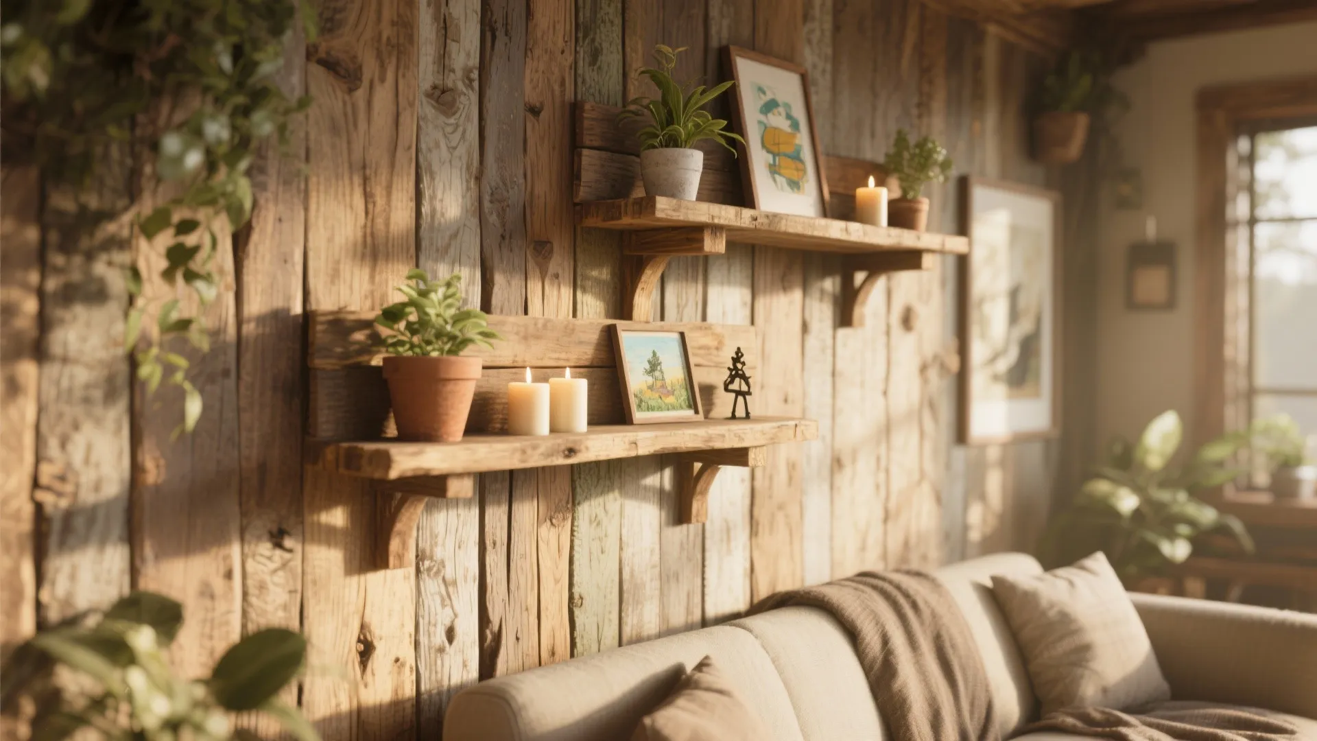 Upcycled Wooden Shelves with Decor