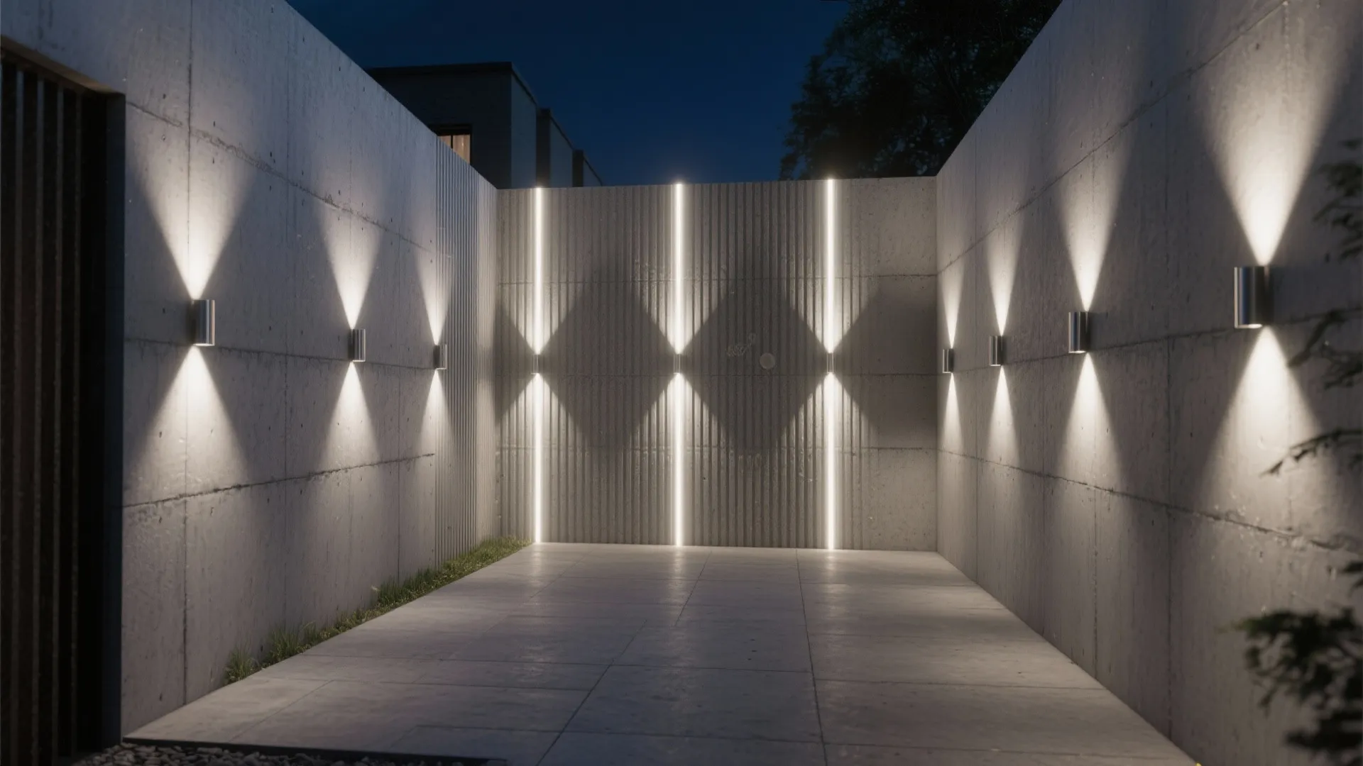 Up-and-down LED wall washers to sculpt texture