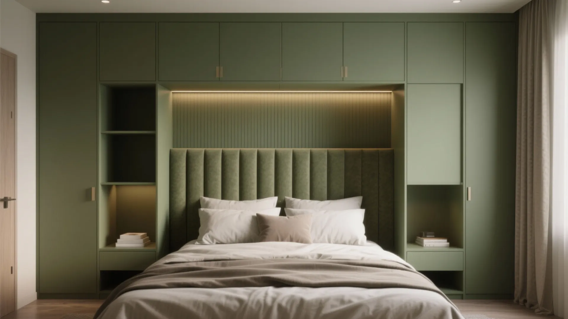 4. Accent Wall or Built-in Upholstered Headboard