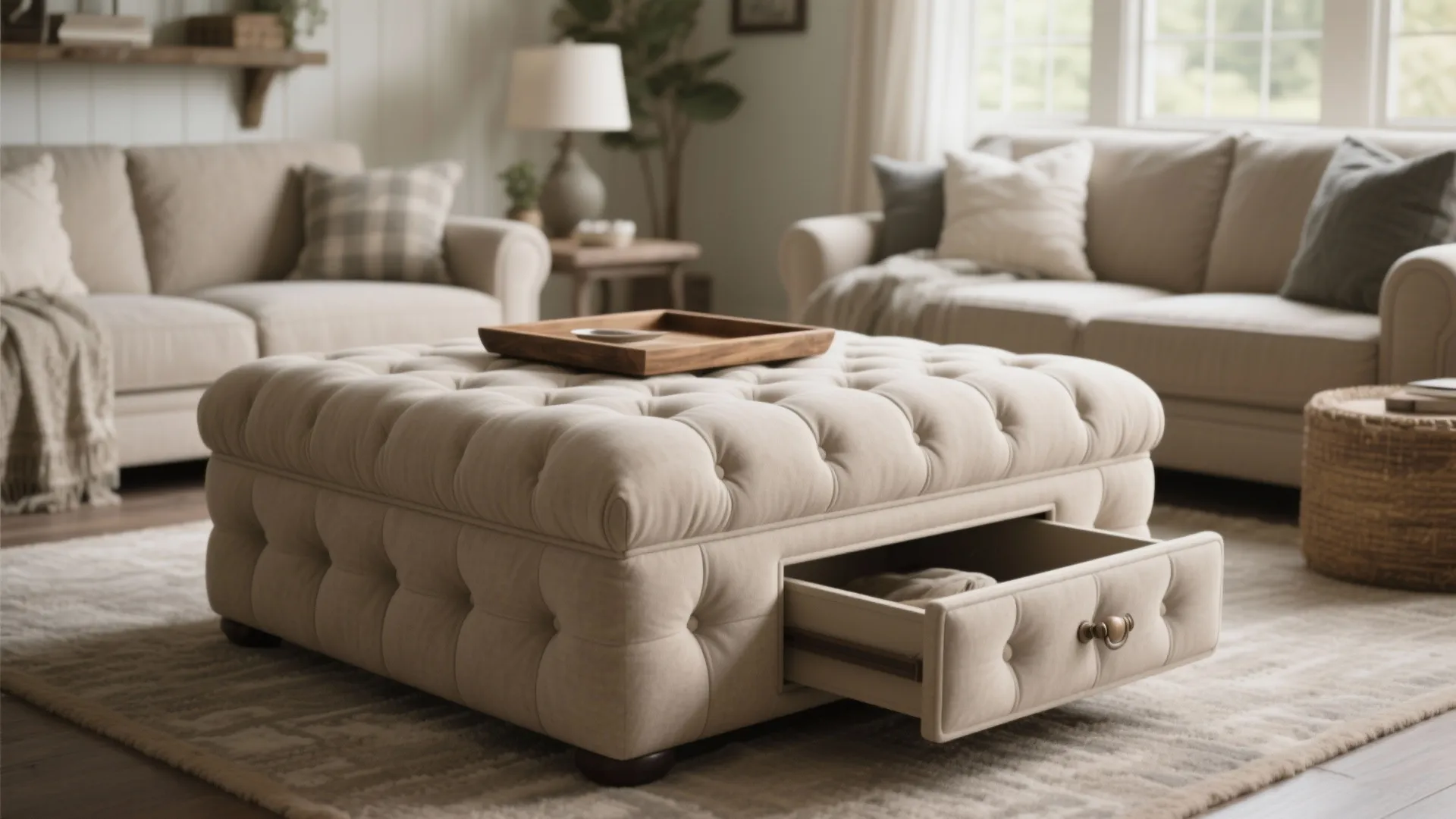 9. Upholstered Ottoman with Storage